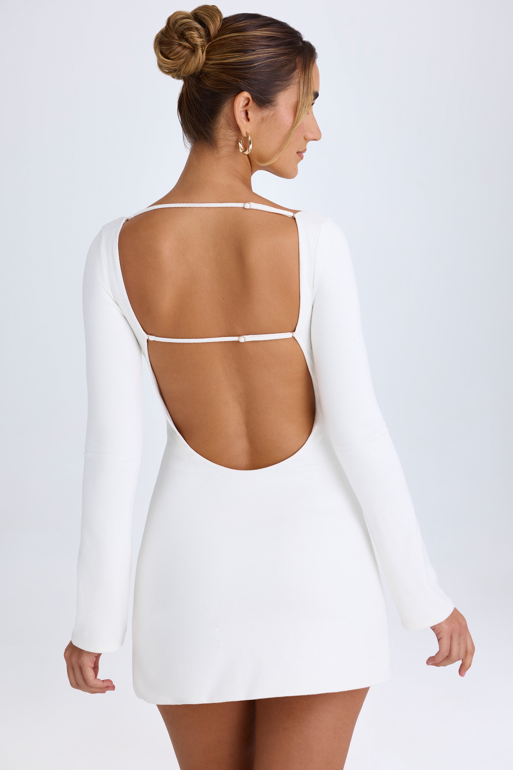 Mavisa Cut-Out Long-Sleeve Mini Dress in White - Image 2