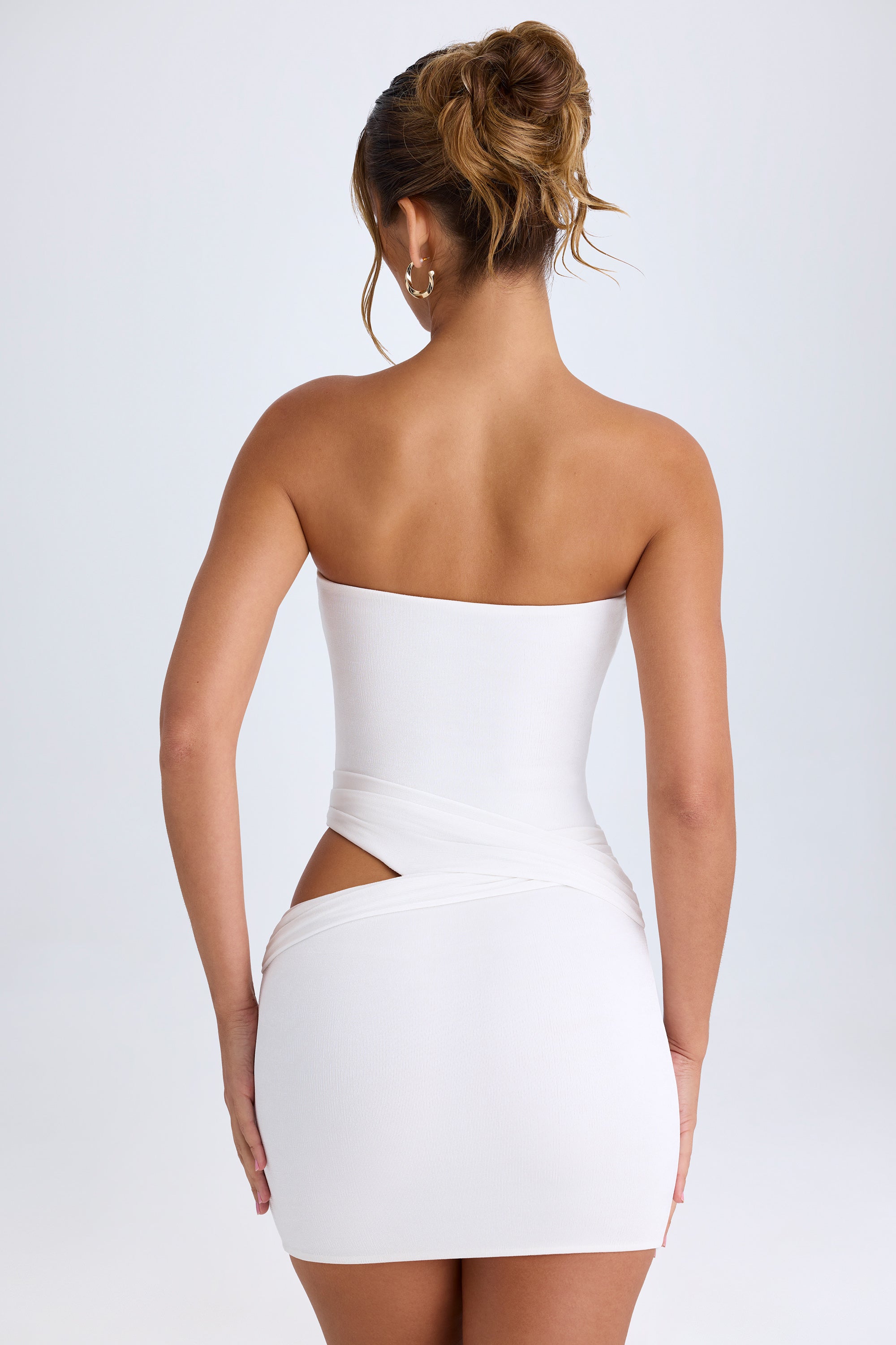 Damia Cut-Out Bandeau Mini Dress in White - Image 3