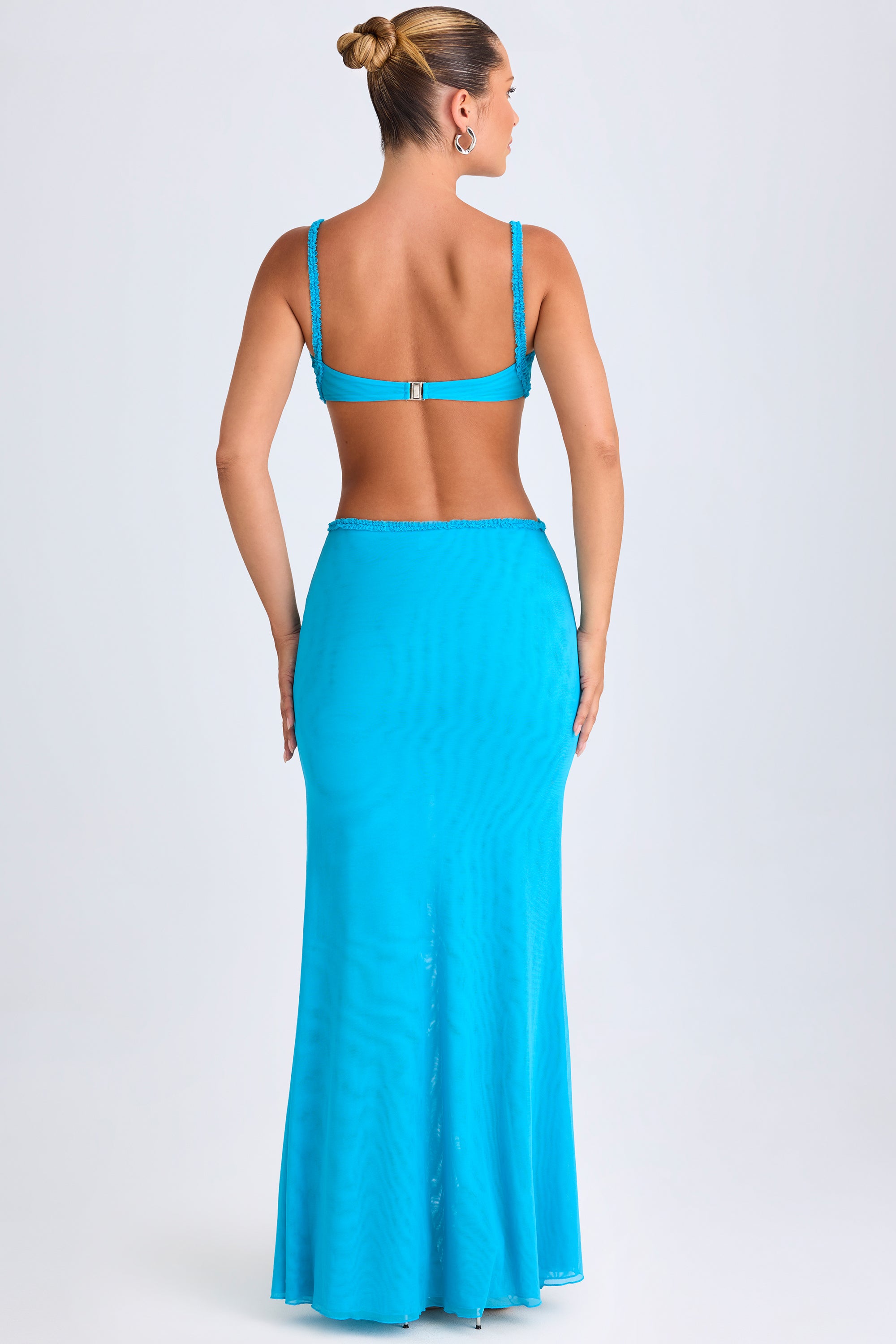 Shakila Ruffle-Appliqu?? Cut-Out Maxi Dress in Aqua Blue - Image 2