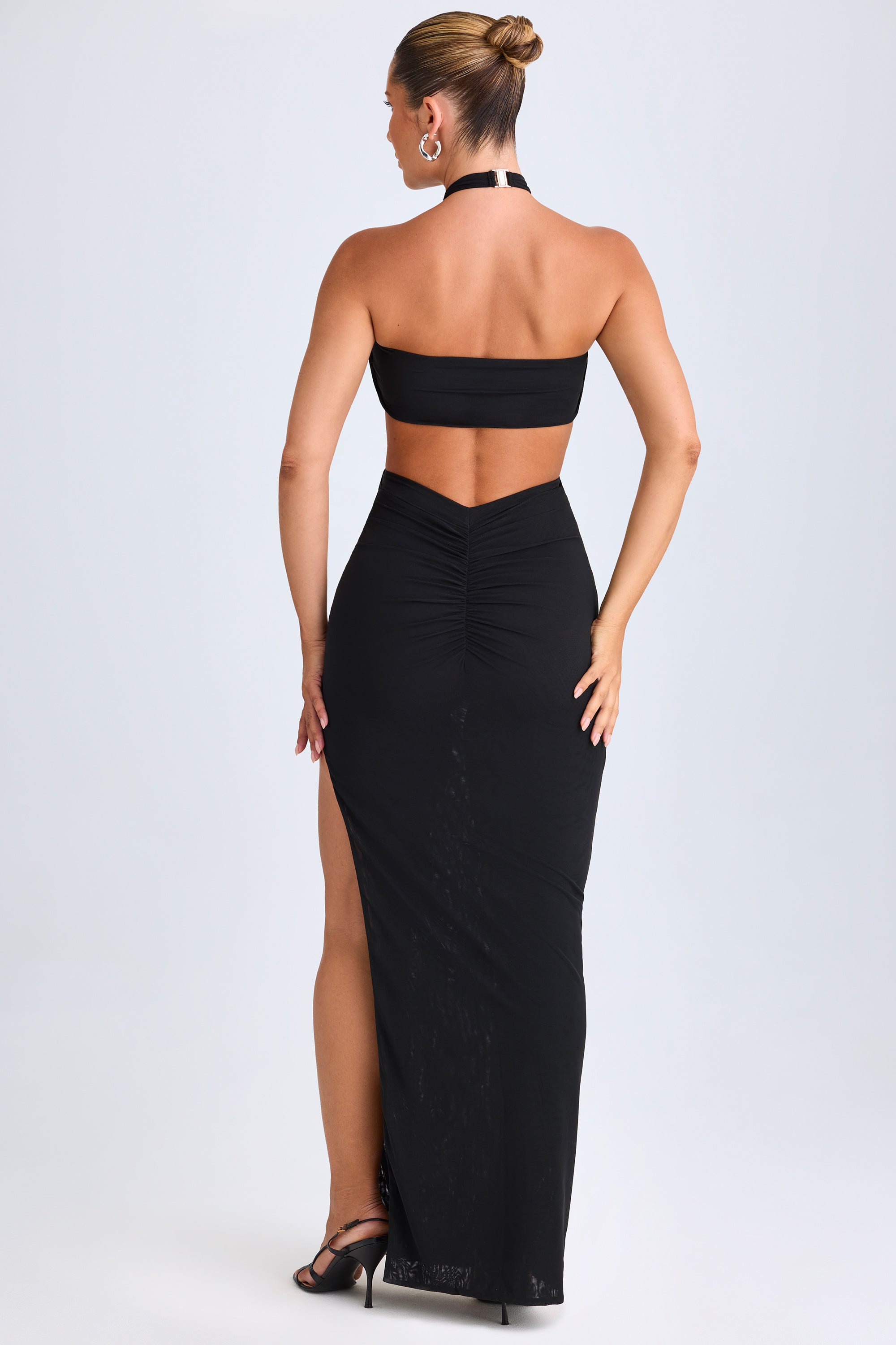 Bethania Hardware Detail Cut-Out Halterneck Maxi Dress in Black - Image 2