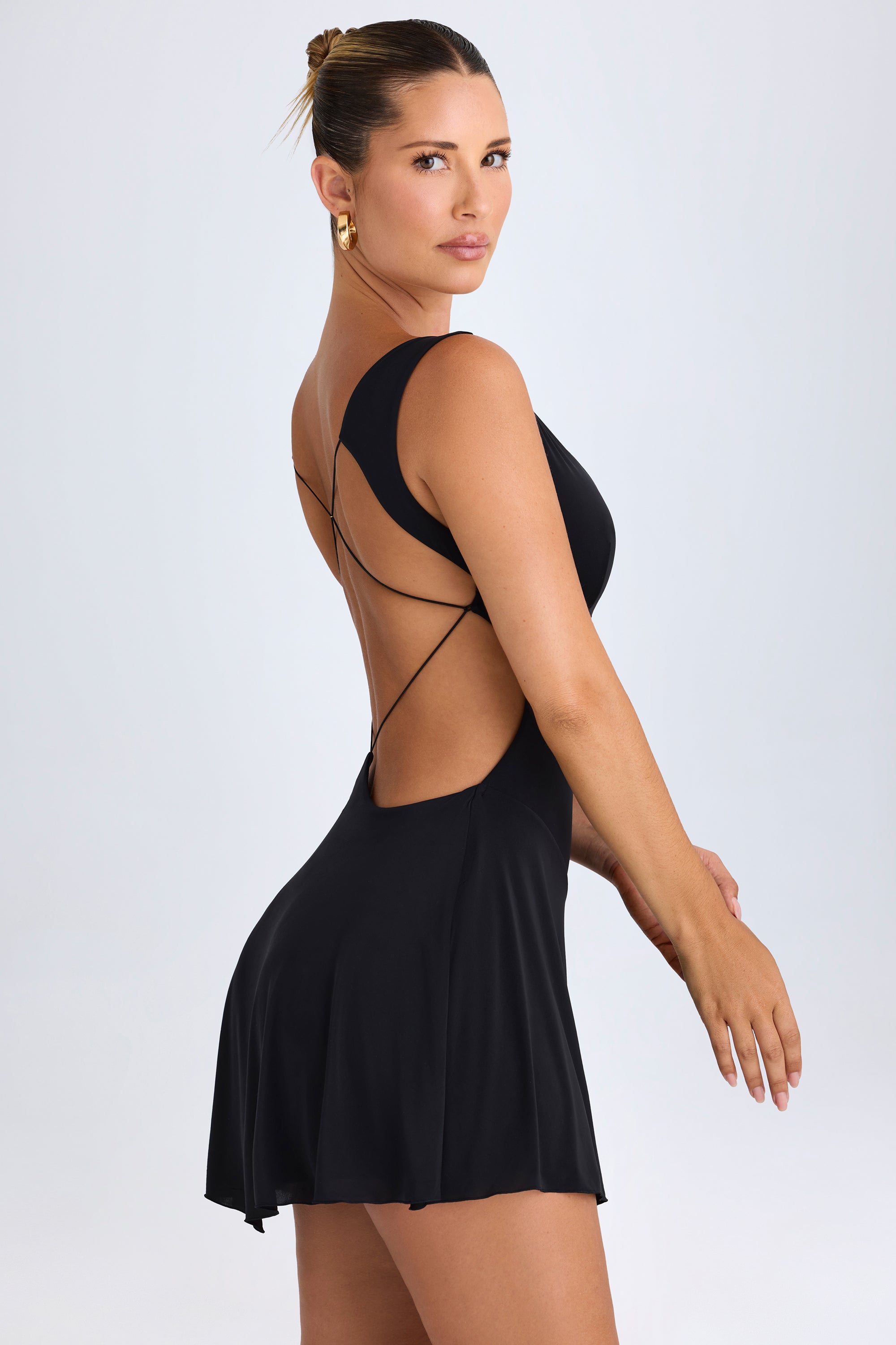 Kalista Plunge Cut-Out Mini Dress in Black - Image 3