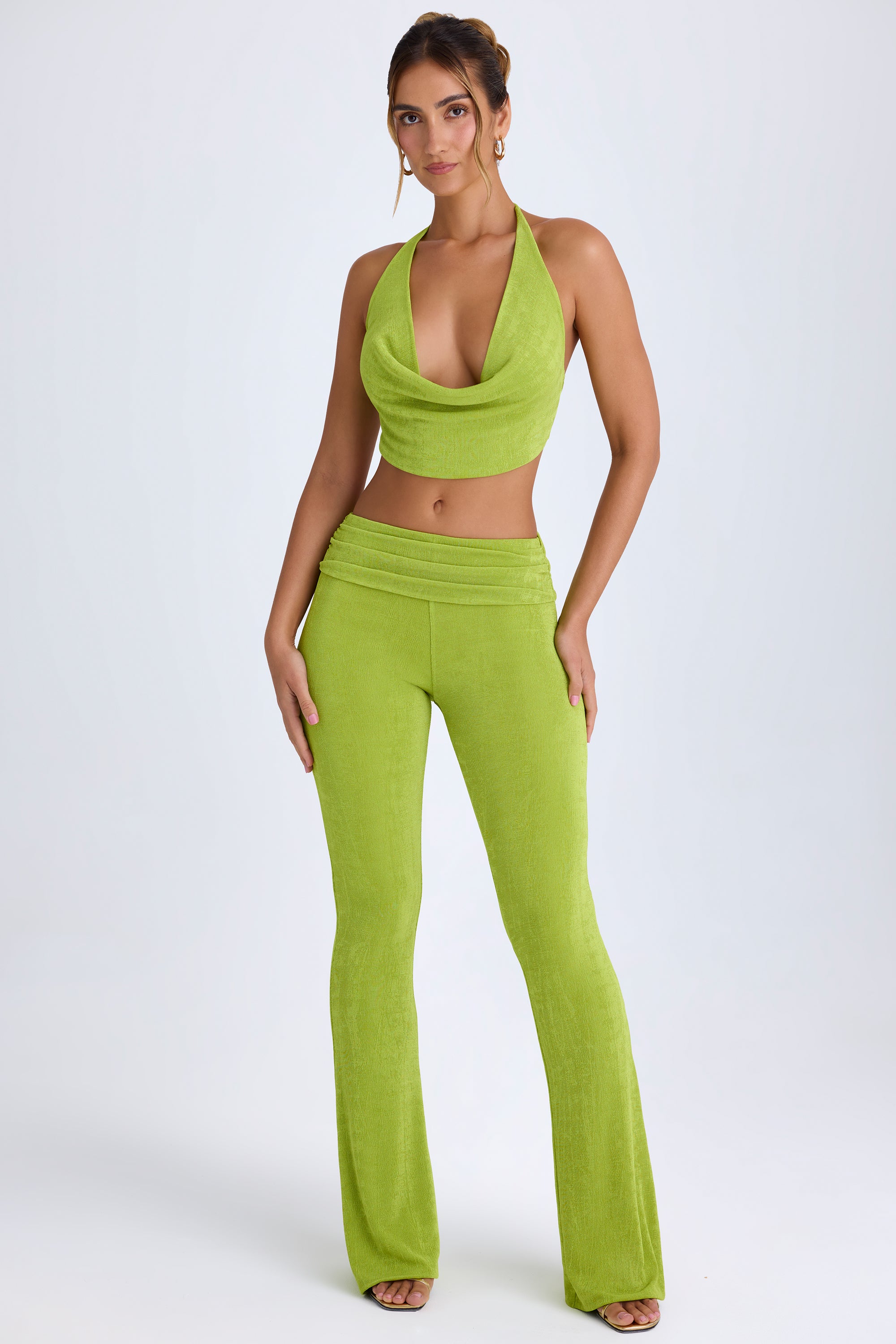 Lillian Ruched Mid-Rise Trousers in Pear Green - Image 5