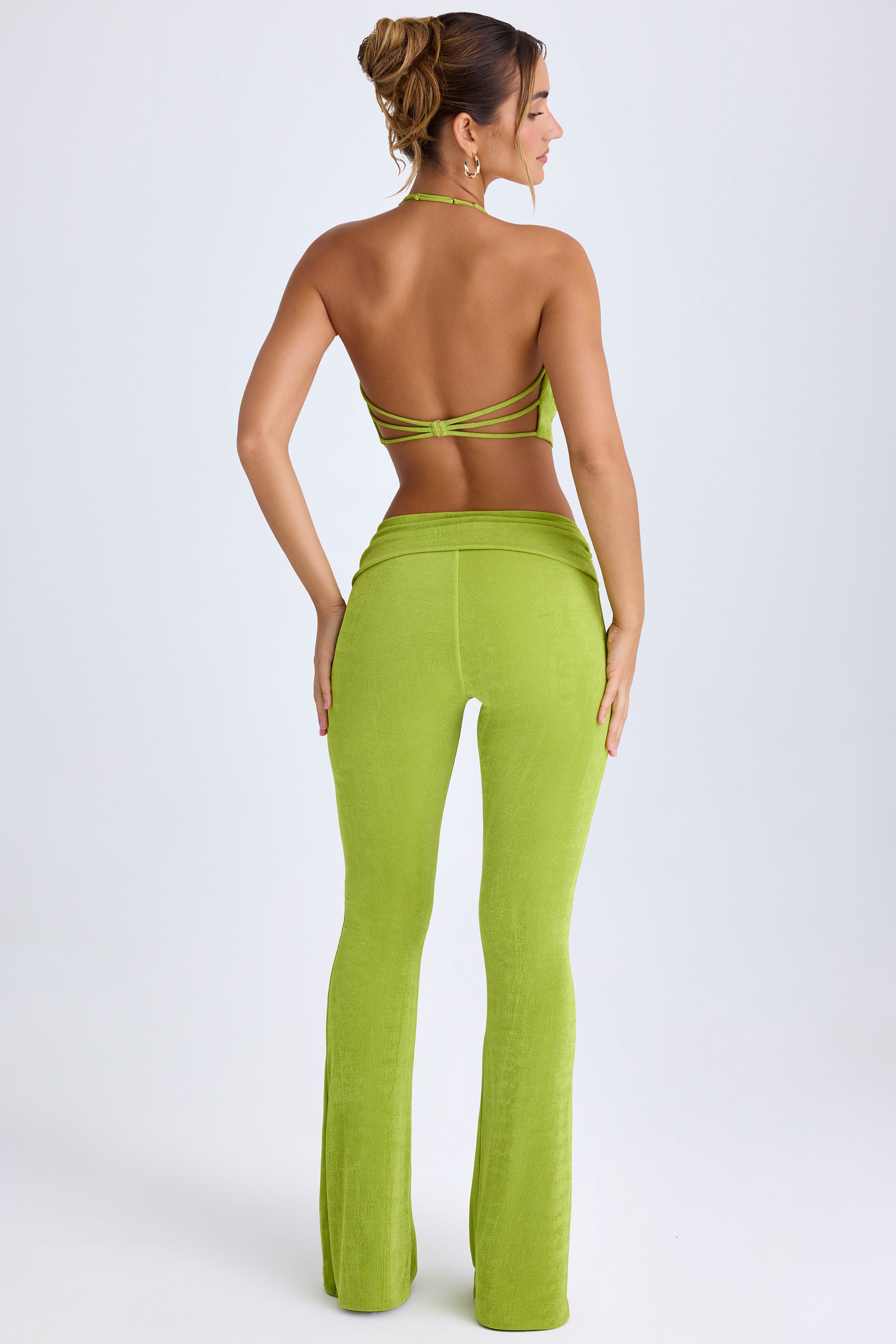Lillian Ruched Mid-Rise Trousers in Pear Green - Image 2