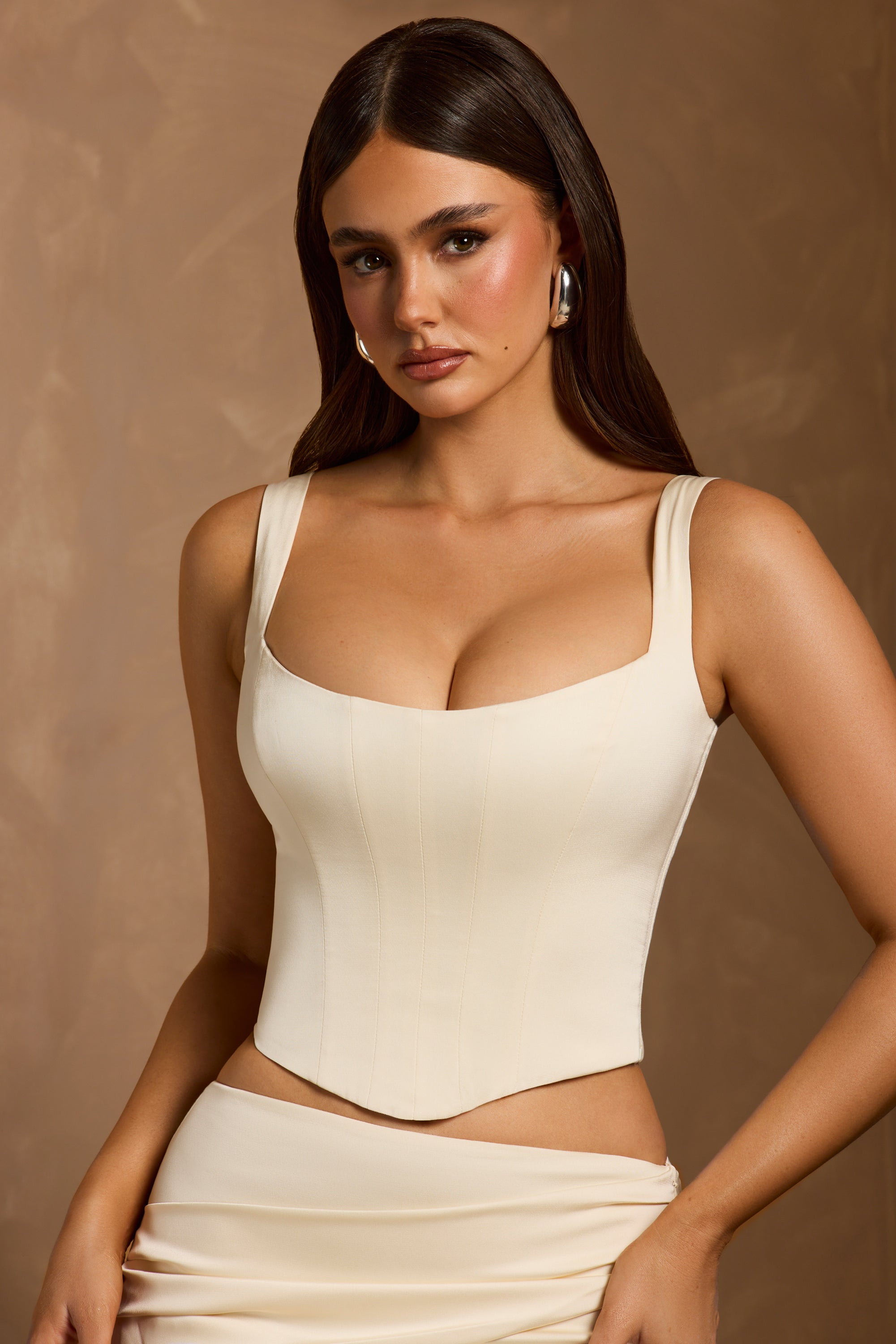 Hannie Lace-Up Corset Top in Ivory