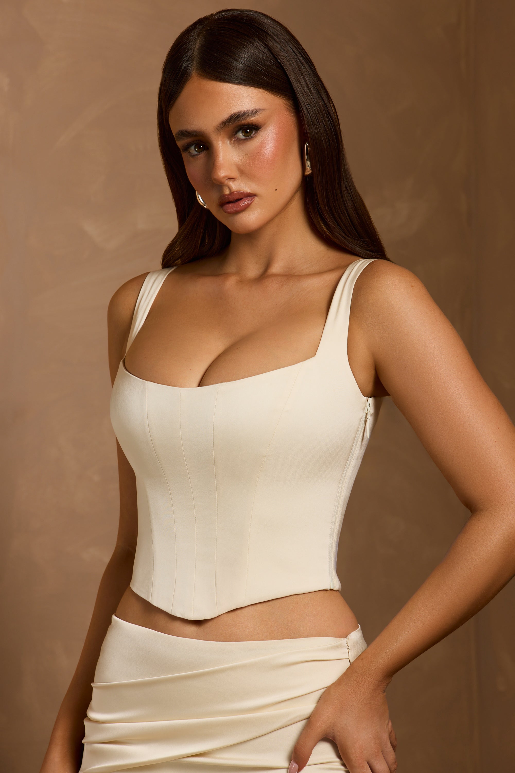 Hannie Lace-Up Corset Top in Ivory - Image 6