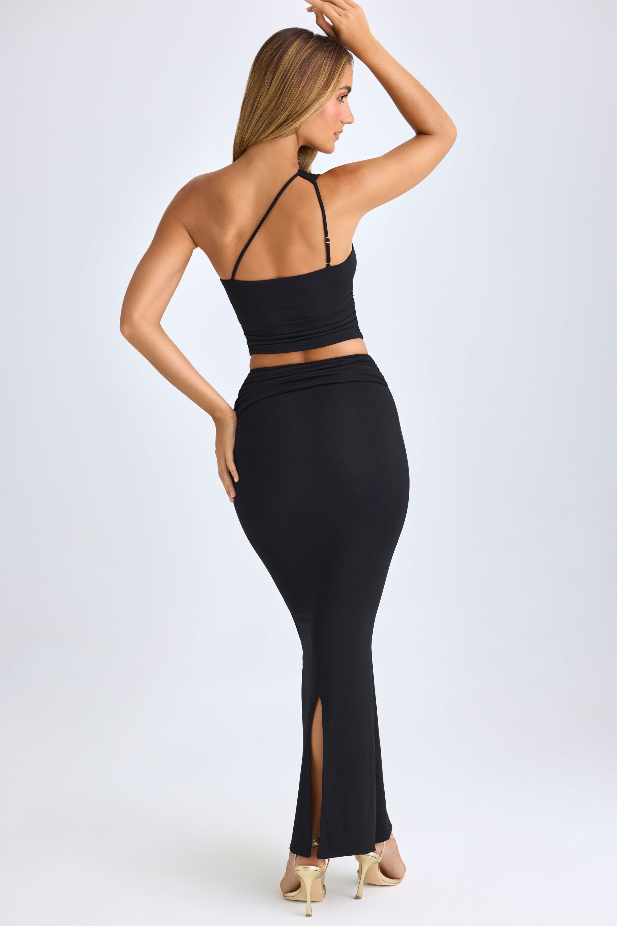 Lena Modal Twist-Front Maxi Skirt in Black - Image 2