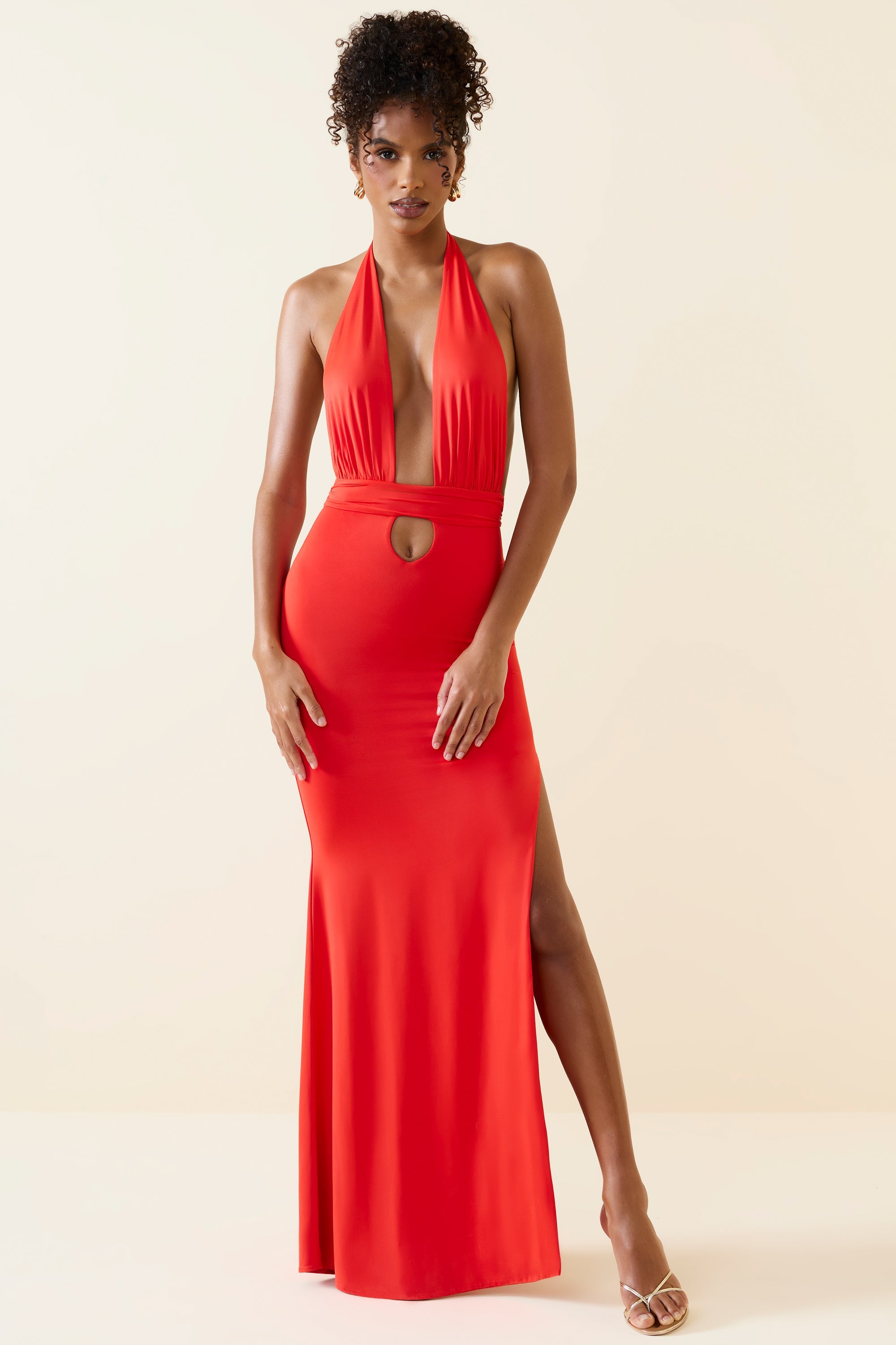 Xenia Halterneck Cut-Out Maxi Dress in Scarlet - Image 6