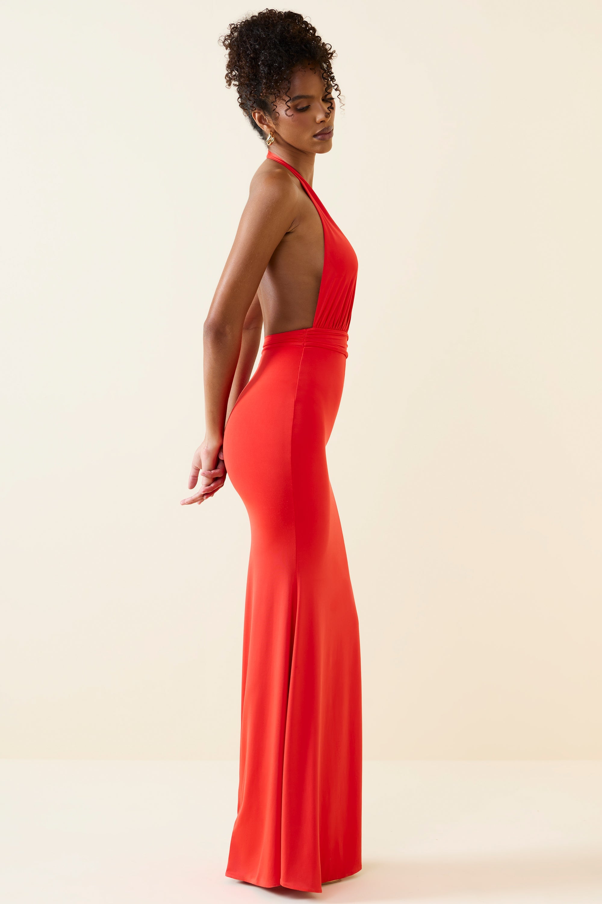 Xenia Halterneck Cut-Out Maxi Dress in Scarlet - Image 3