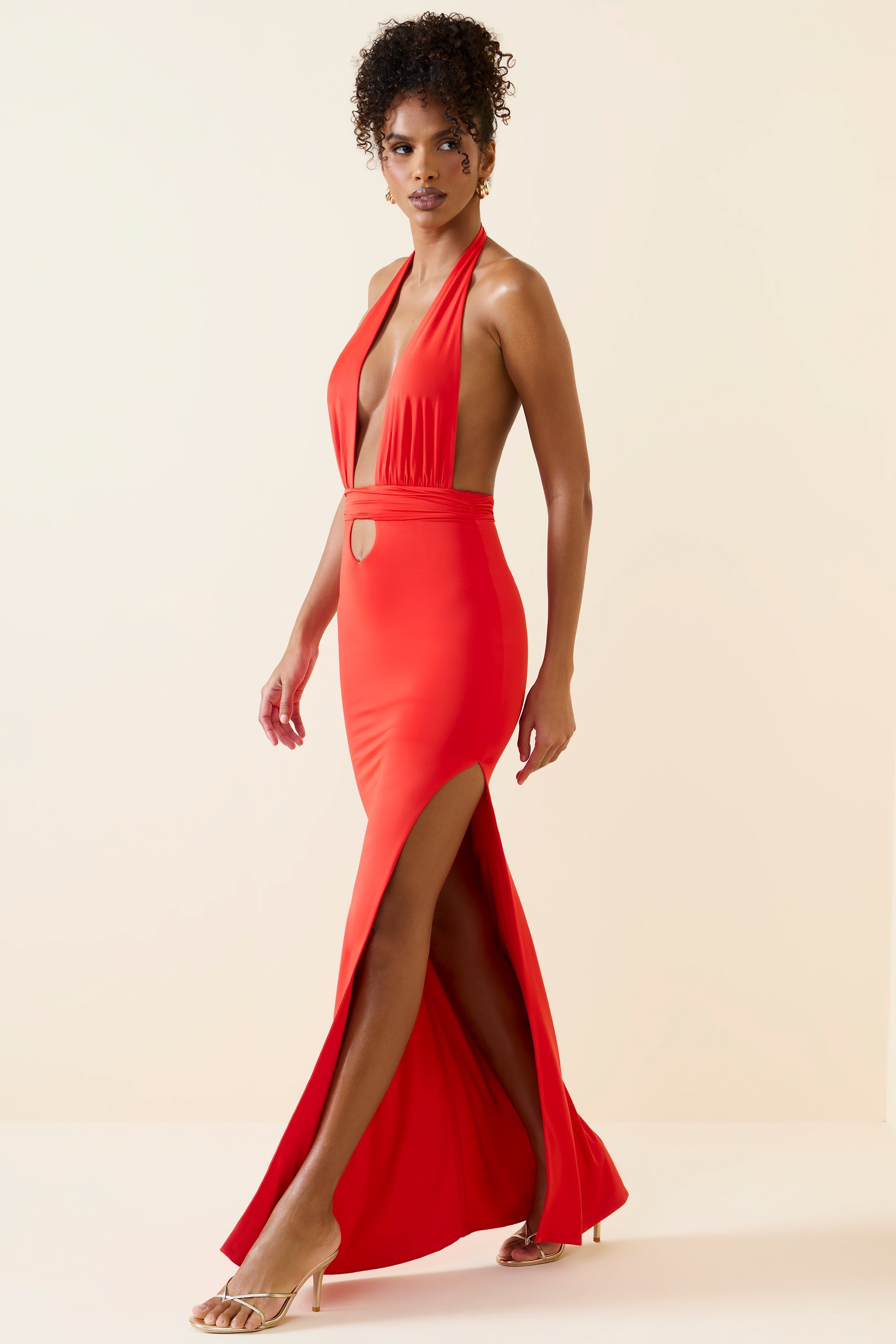 Xenia Halterneck Cut-Out Maxi Dress in Scarlet - Image 5