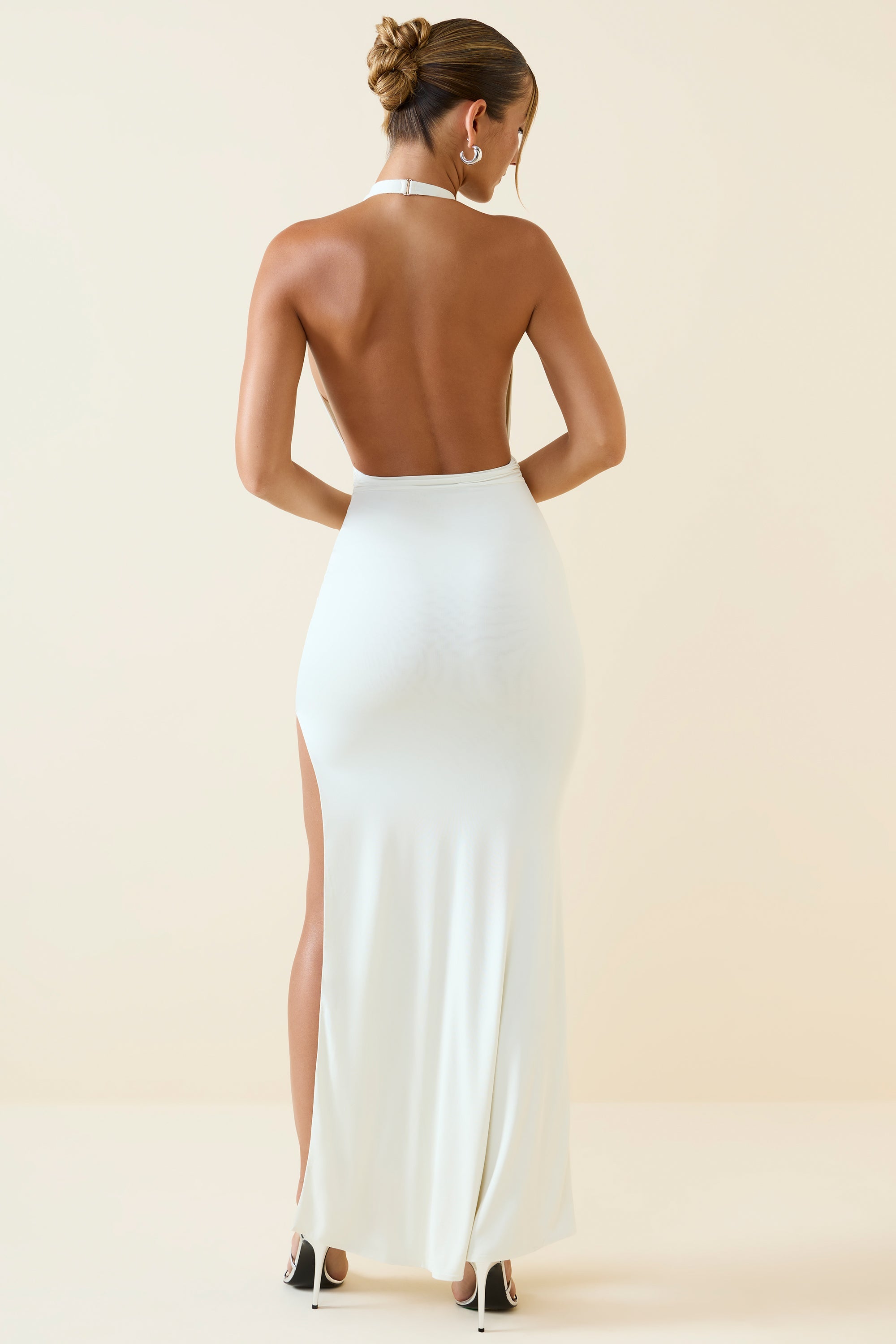 Xenia Halterneck Cut-Out Maxi Dress in Vanilla - Image 2