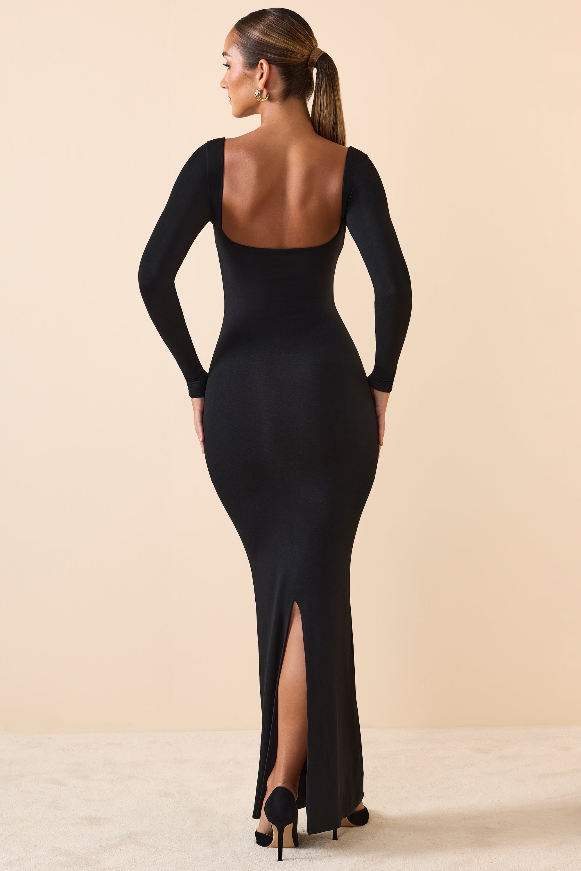 Luana Modal Keyhole Cut-Out Maxi Dress in Black - Image 2
