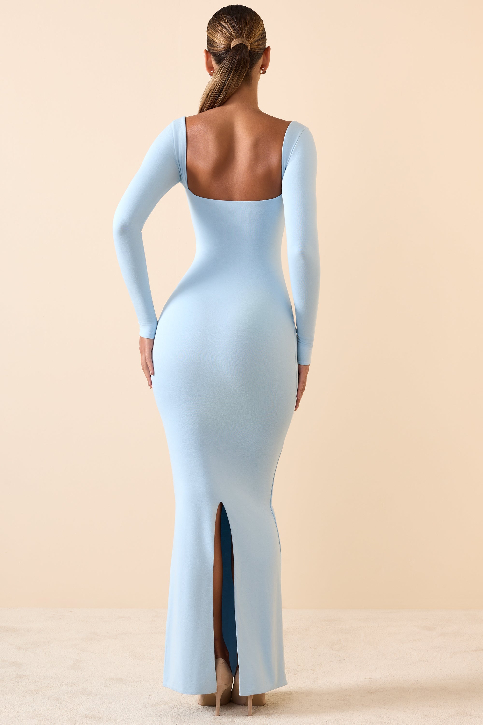 Luana Modal Keyhole Cut-Out Maxi Dress in Ice Blue - Image 2