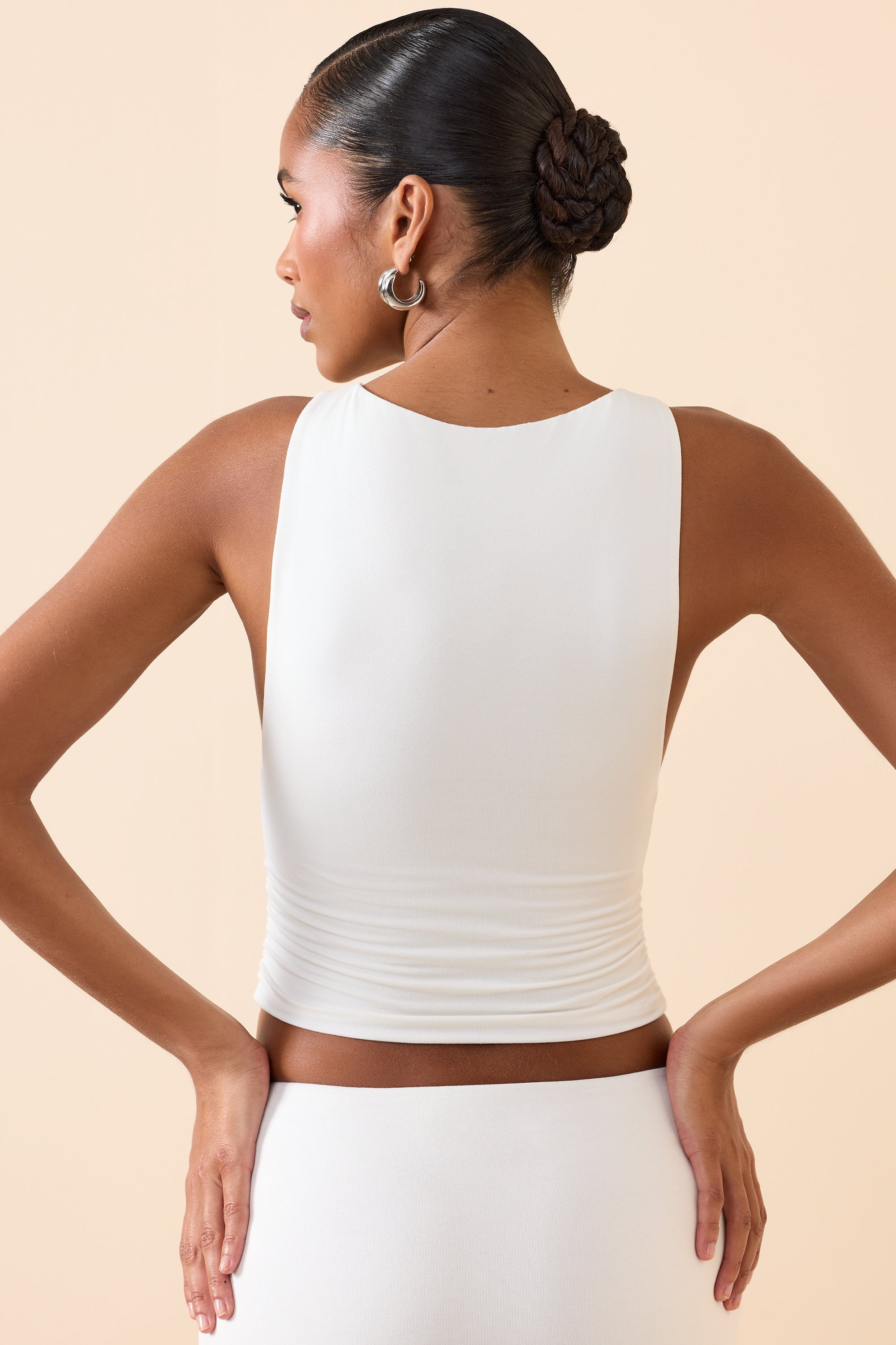 Aya Modal Boat-Neck Tank Top in White - Image 2
