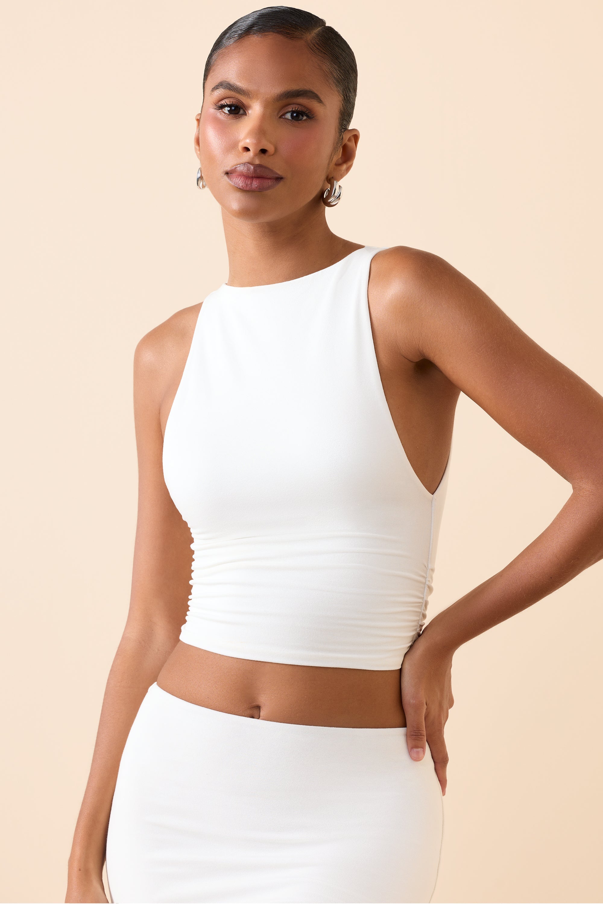 Aya Modal Boat-Neck Tank Top in White - Image 6