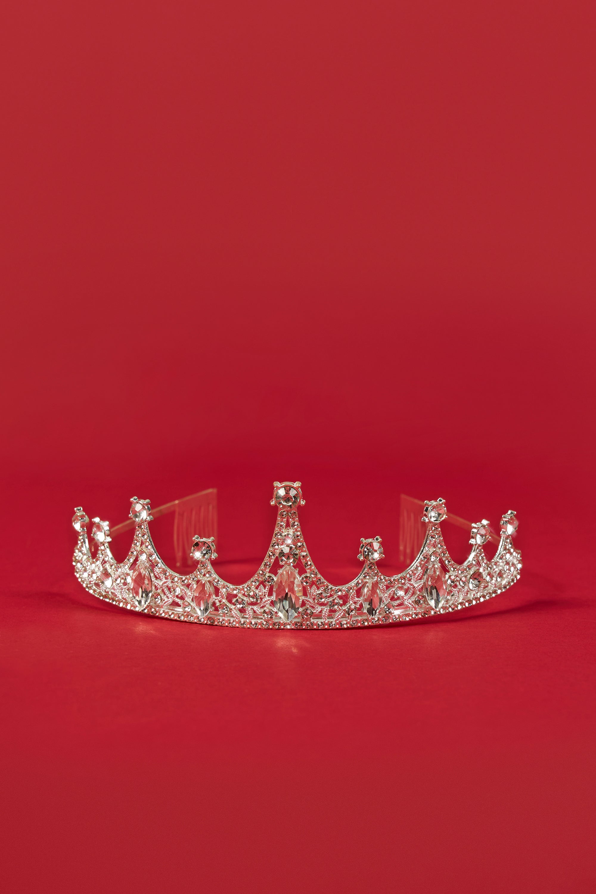 Trinity Crystal-Embellished Tiara in Silver Tone