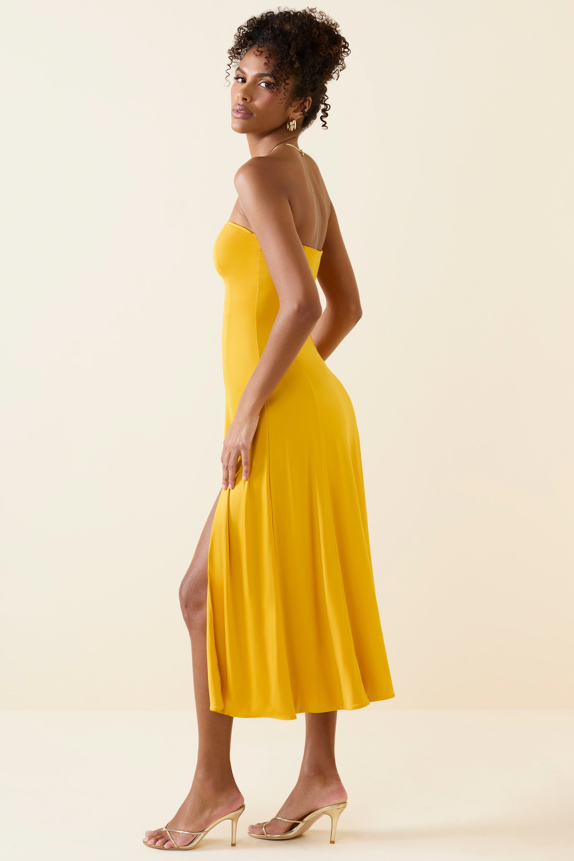 Joely Bandeau Midaxi Dress in Golden Yellow - Image 3