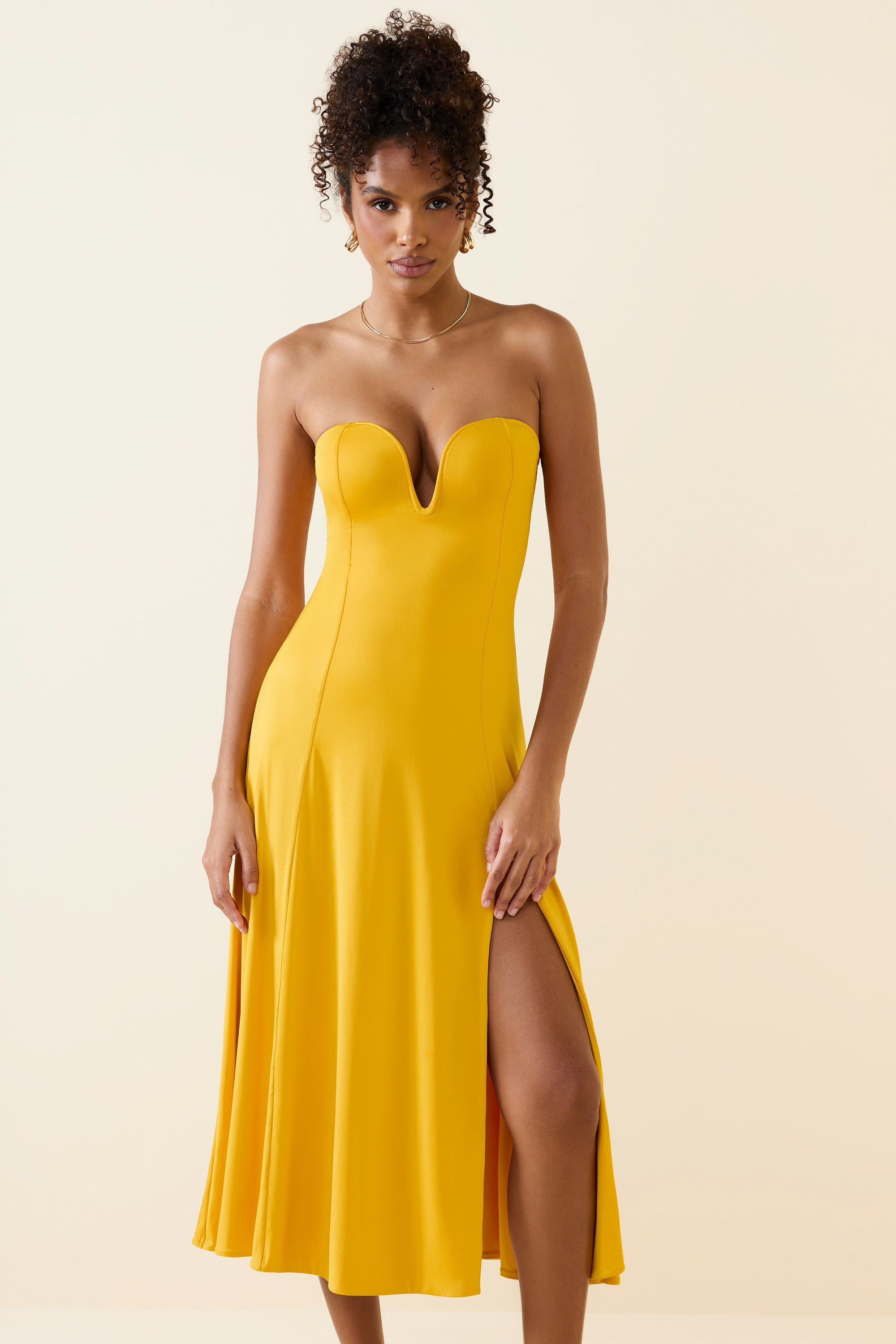 Joely Bandeau Midaxi Dress in Golden Yellow - Image 5