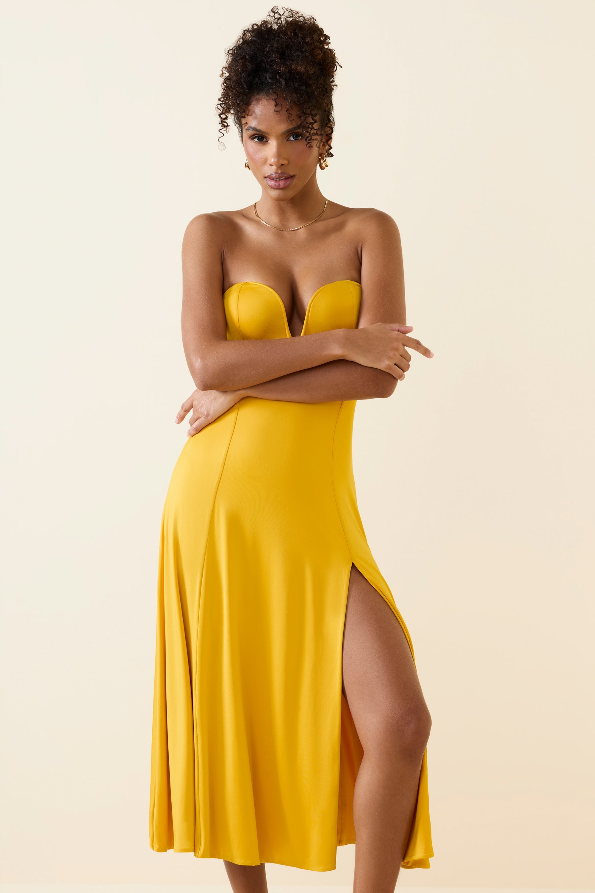 Joely Bandeau Midaxi Dress in Golden Yellow - Image 6