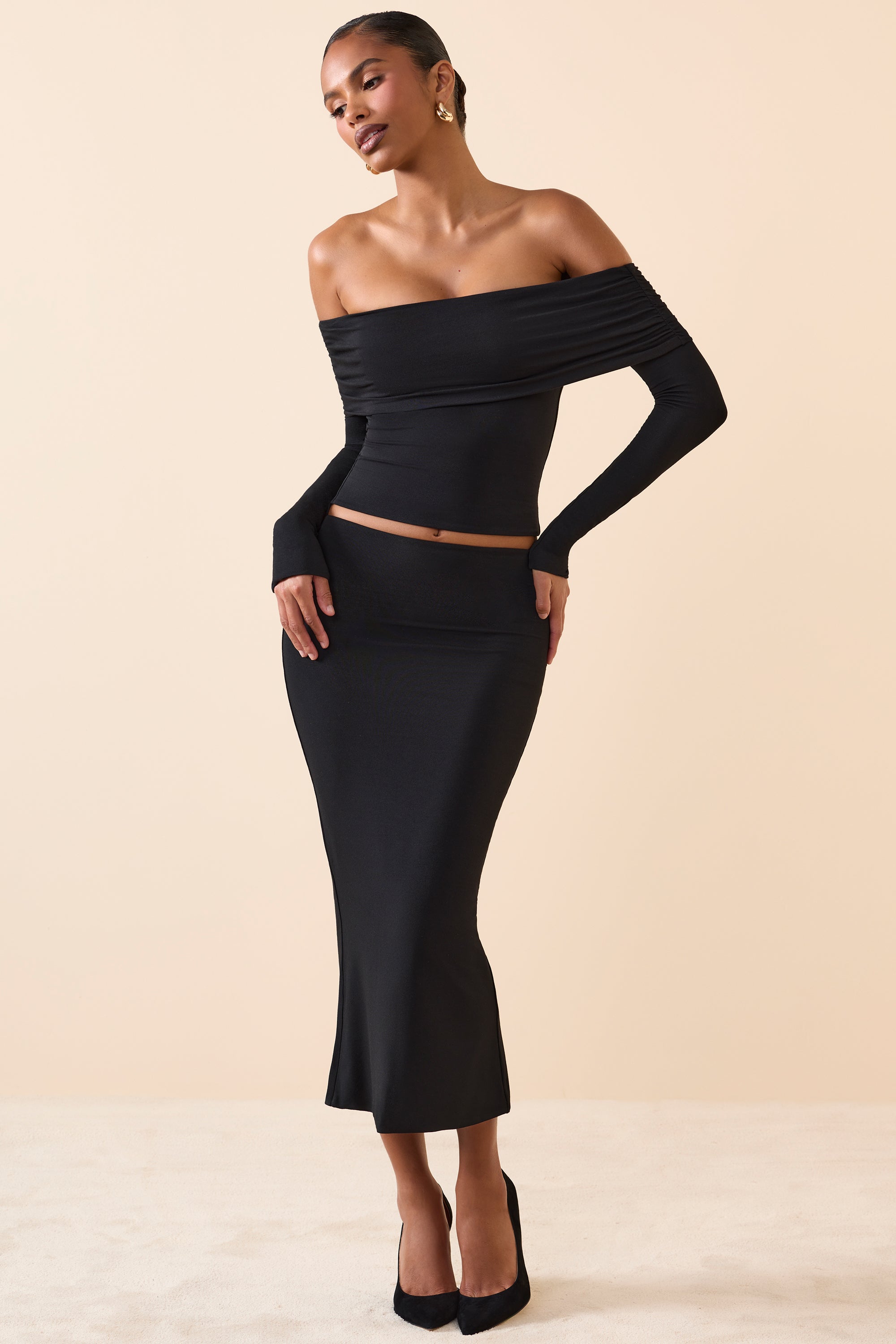 Livvy Modal Mid-Rise Midaxi Skirt in Black - Image 4
