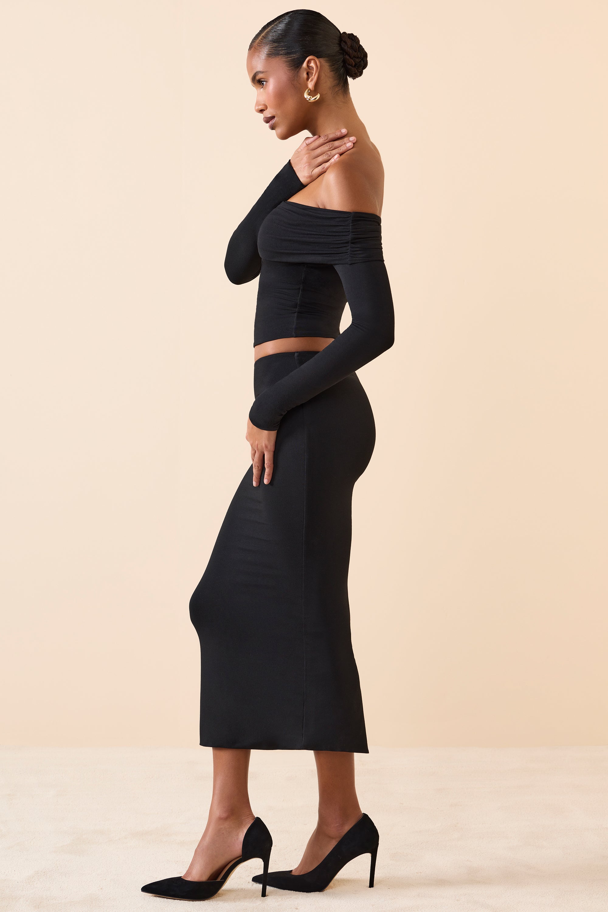 Livvy Modal Mid-Rise Midaxi Skirt in Black - Image 3