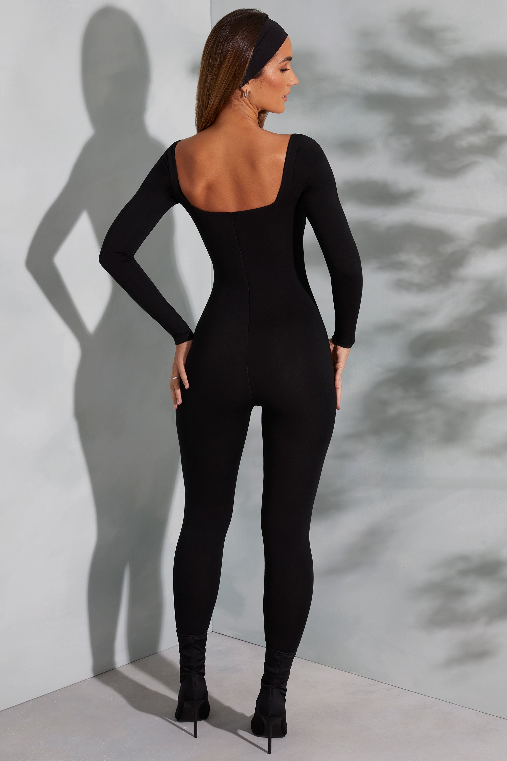 Shape Of You Square Neck Long Sleeve Jumpsuit in Black - Image 2