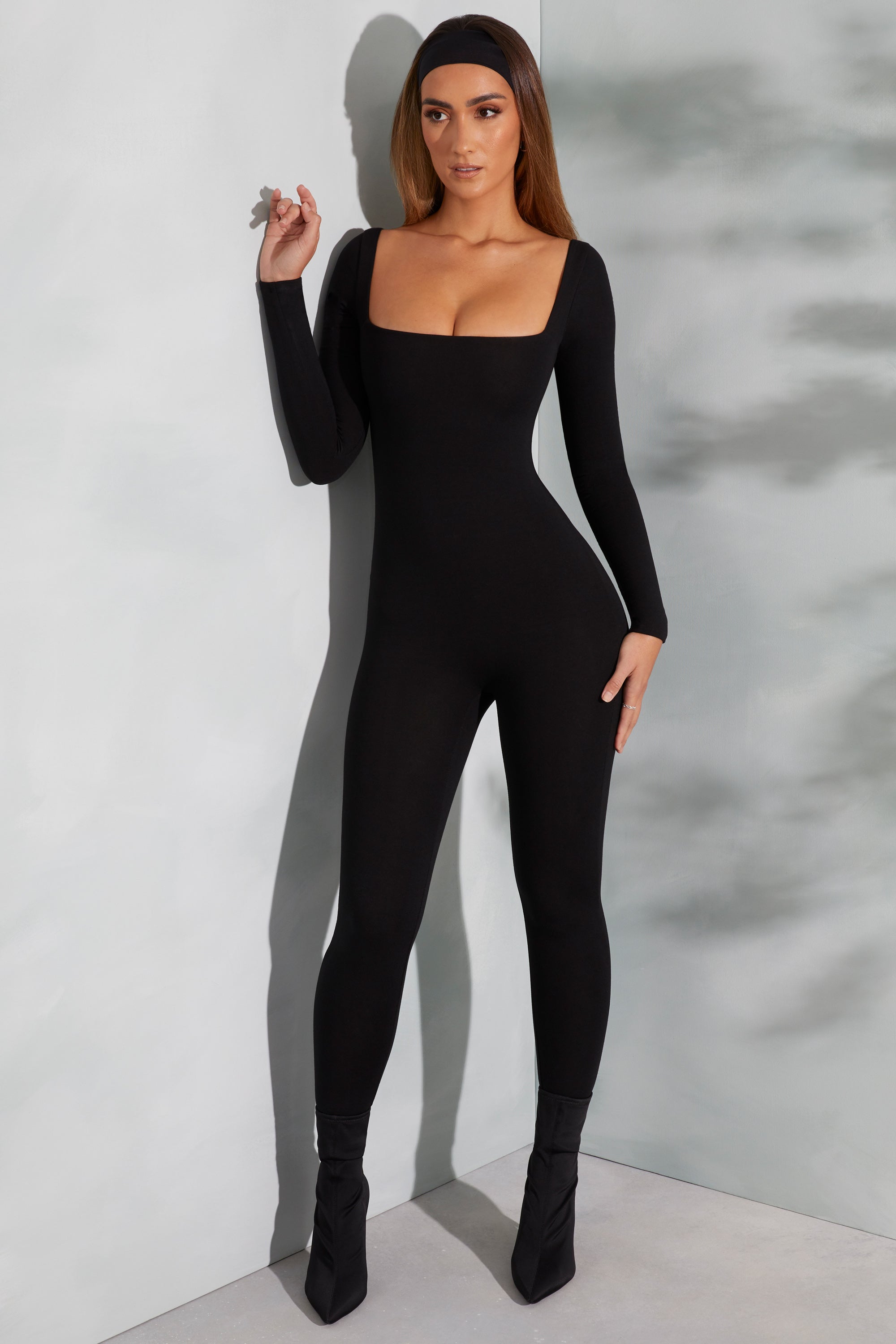 Shape Of You Square Neck Long Sleeve Jumpsuit in Black - Image 8