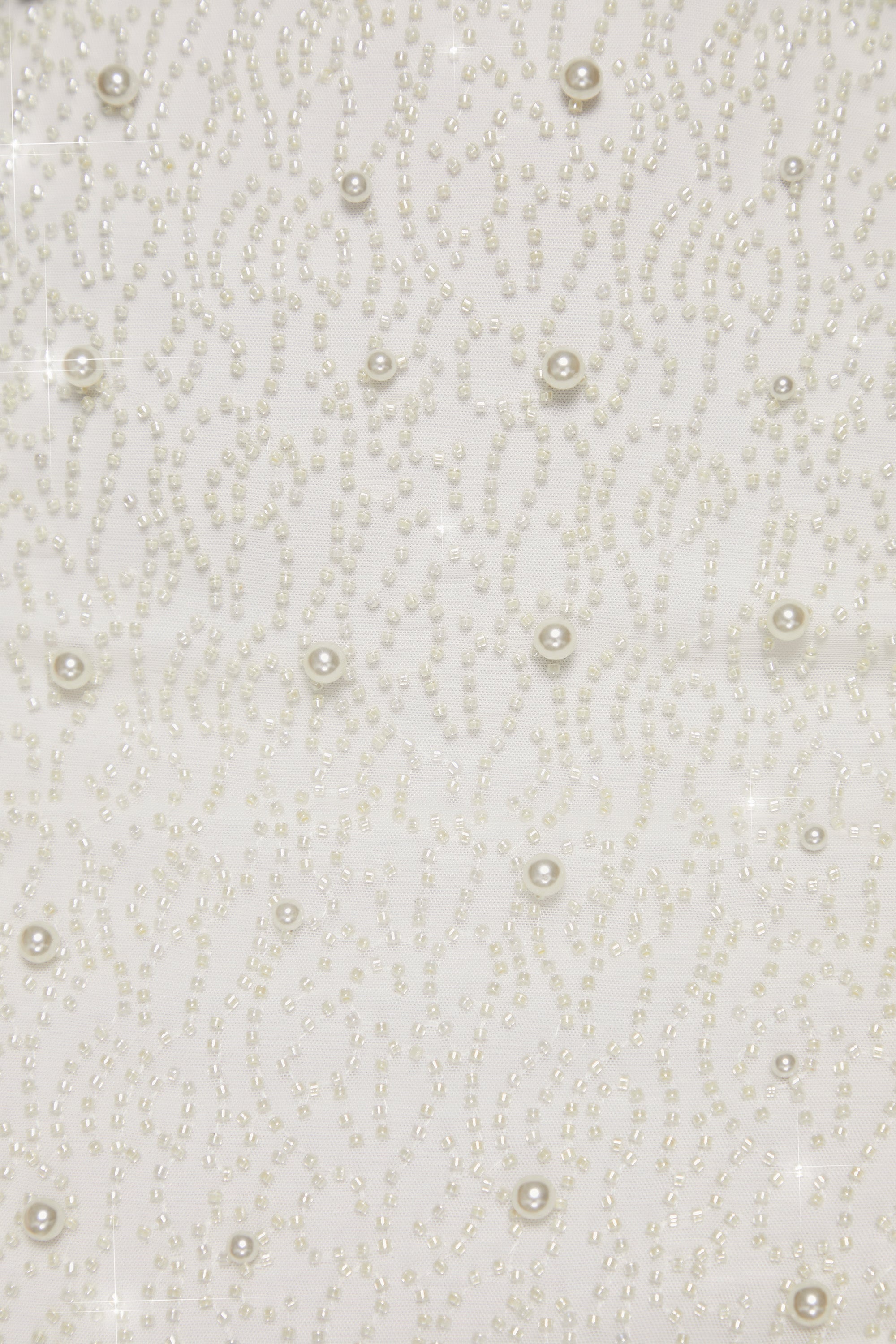 Embellished Cowl Neck Crop Top in Ivory - Image 5