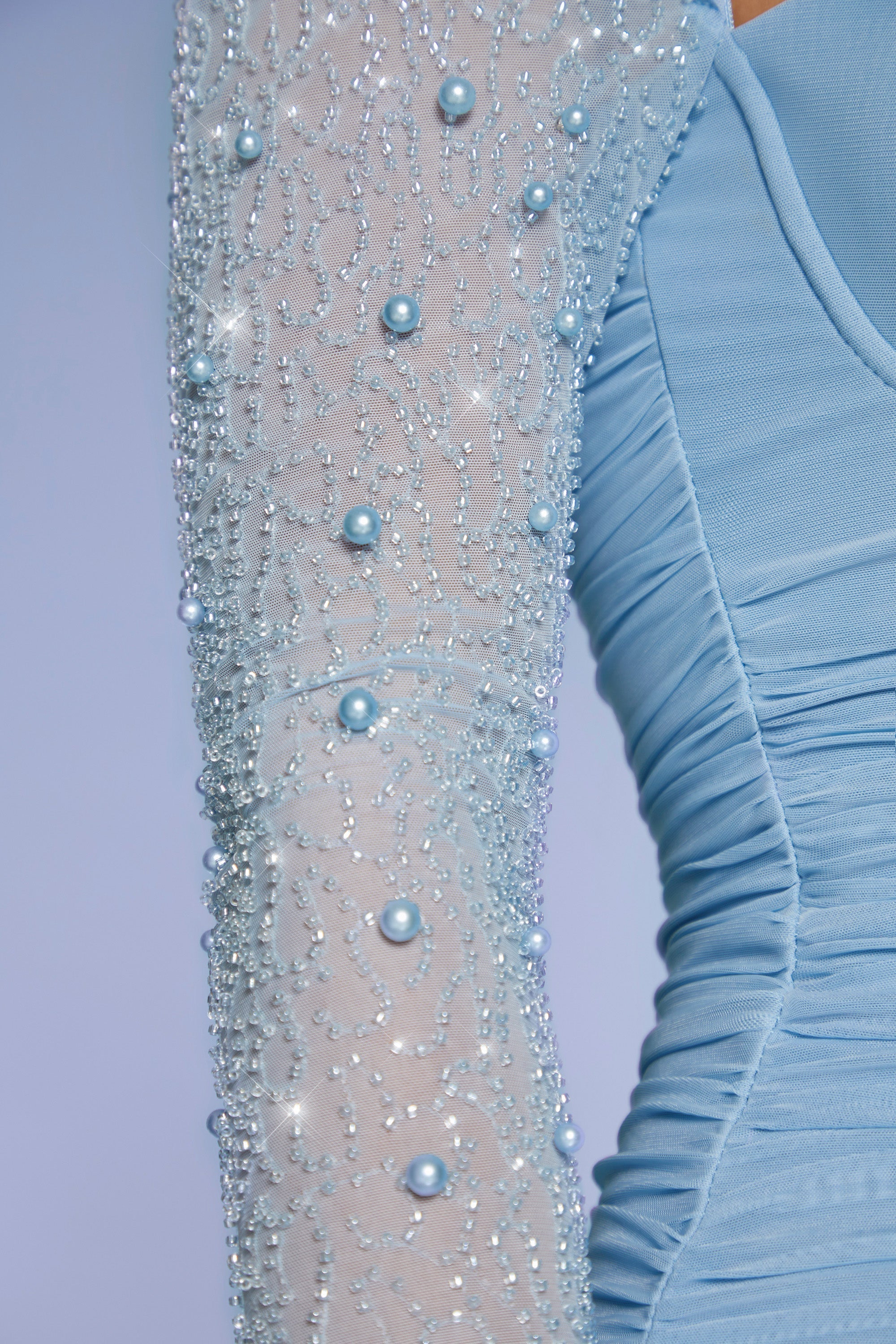 St. Germain Embellished Long Sleeve Mini Dress in Blue - Image 4