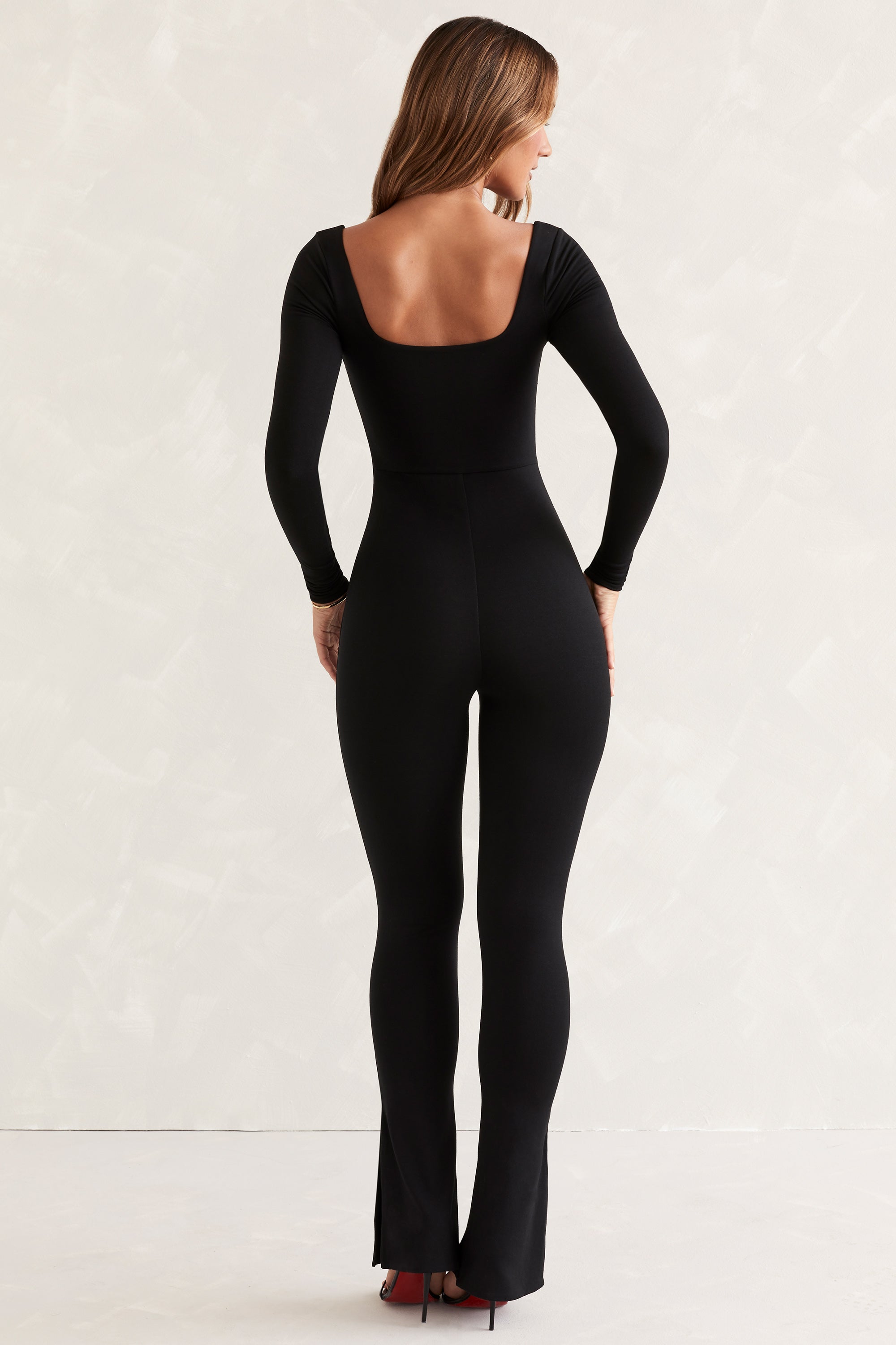 Jett Long Sleeve Square Neck Jumpsuit in Black - Image 2