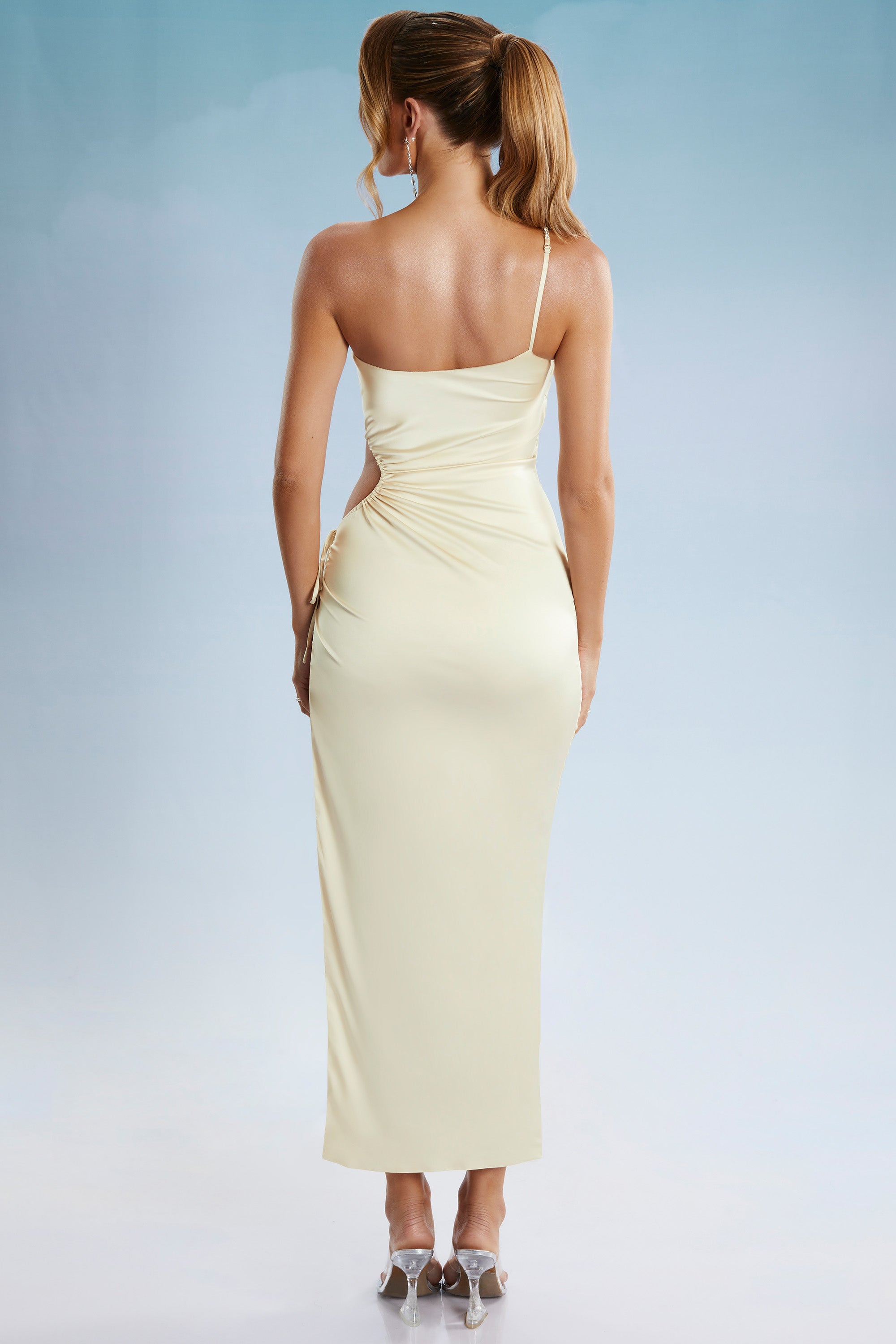 Behati Asymmetric Cut Out Maxi Dress in Ivory - Image 2