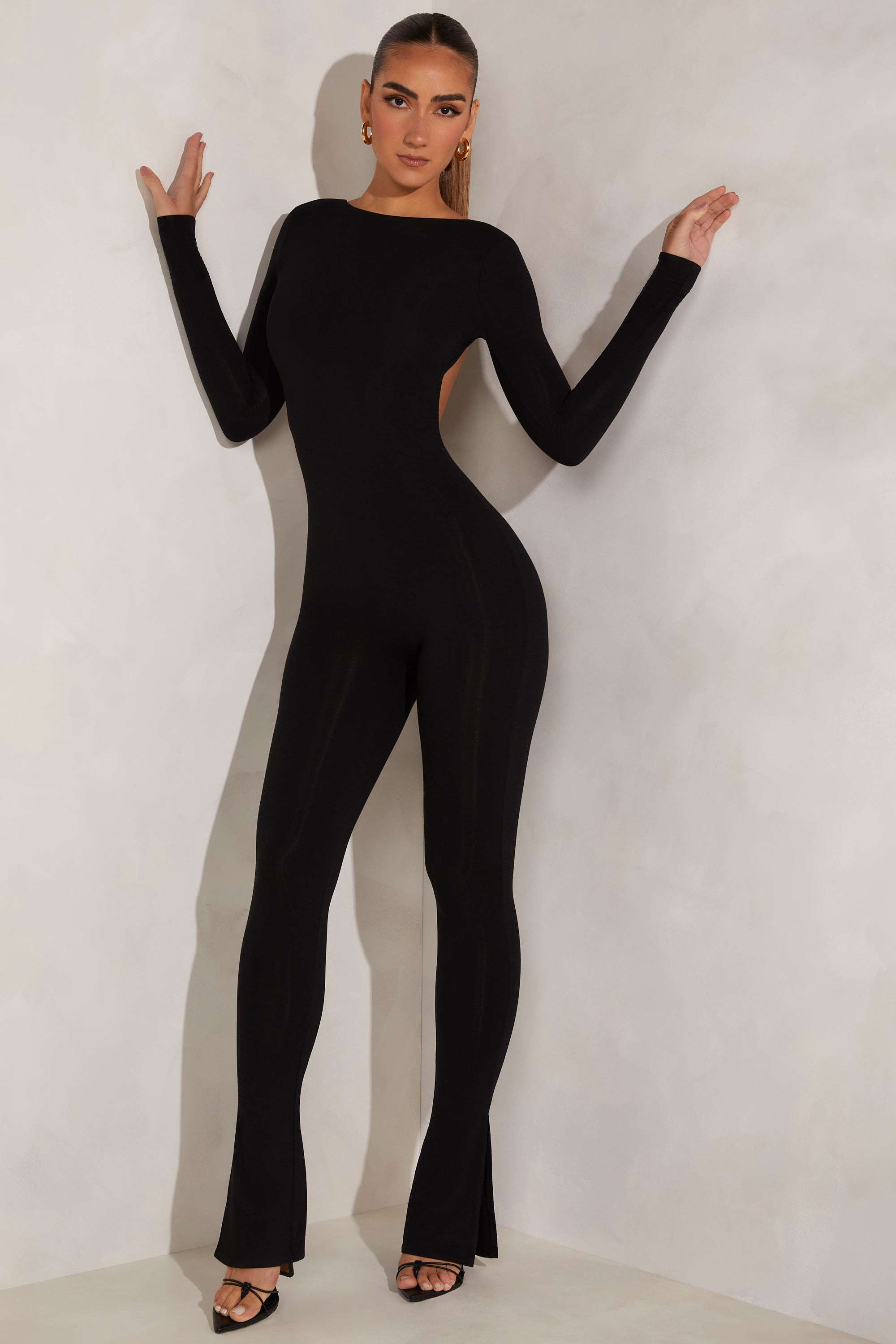 Rumer High Neck Open Back Jumpsuit in Black