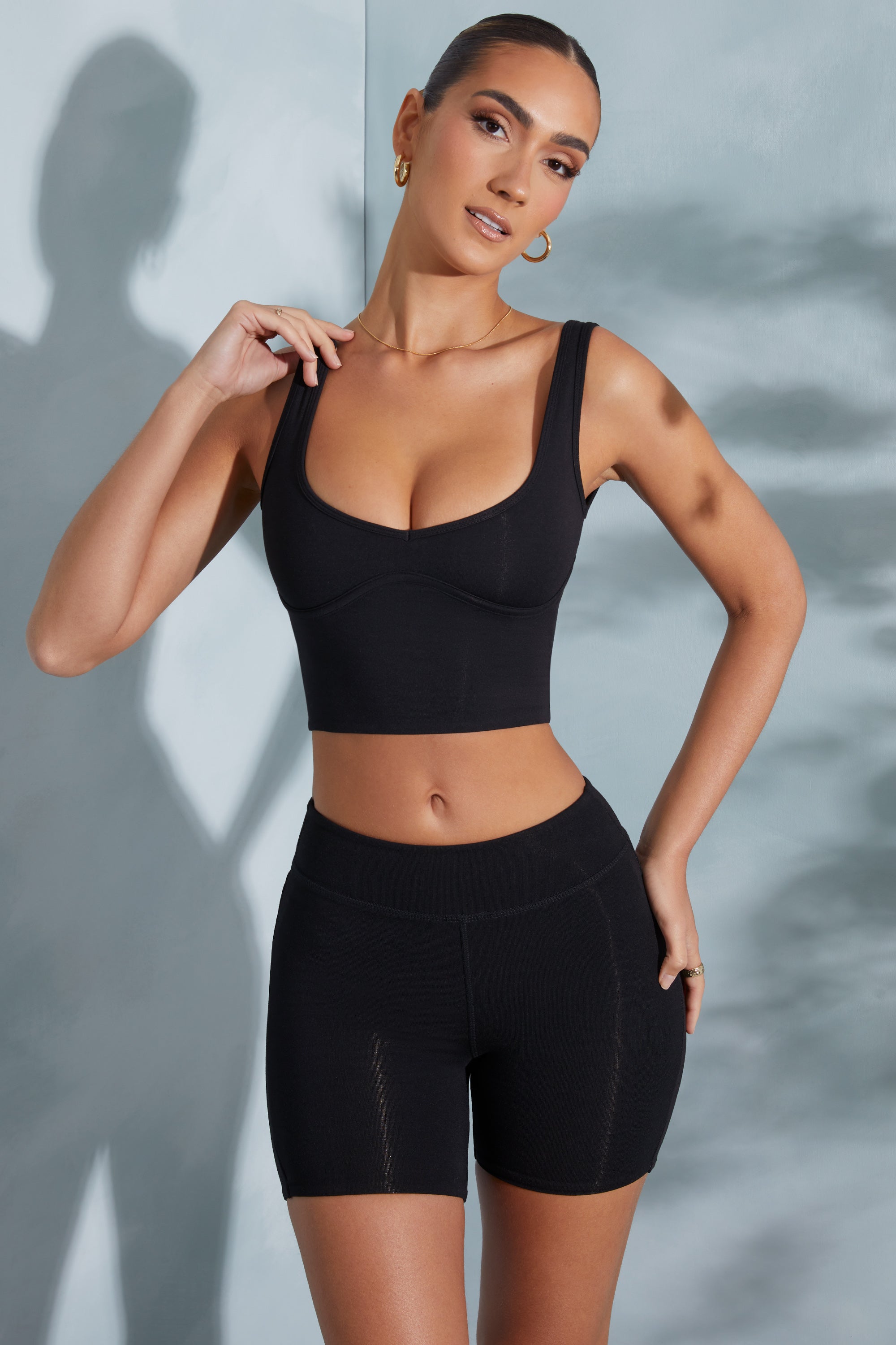 Trista Sweetheart Neckline Crop Top in Black - Image 8