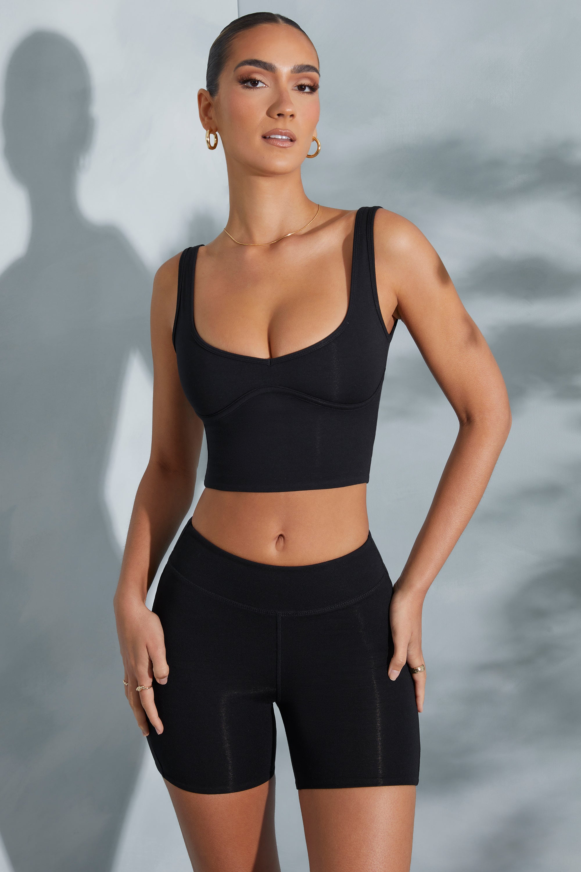 Trista Sweetheart Neckline Crop Top in Black - Image 9