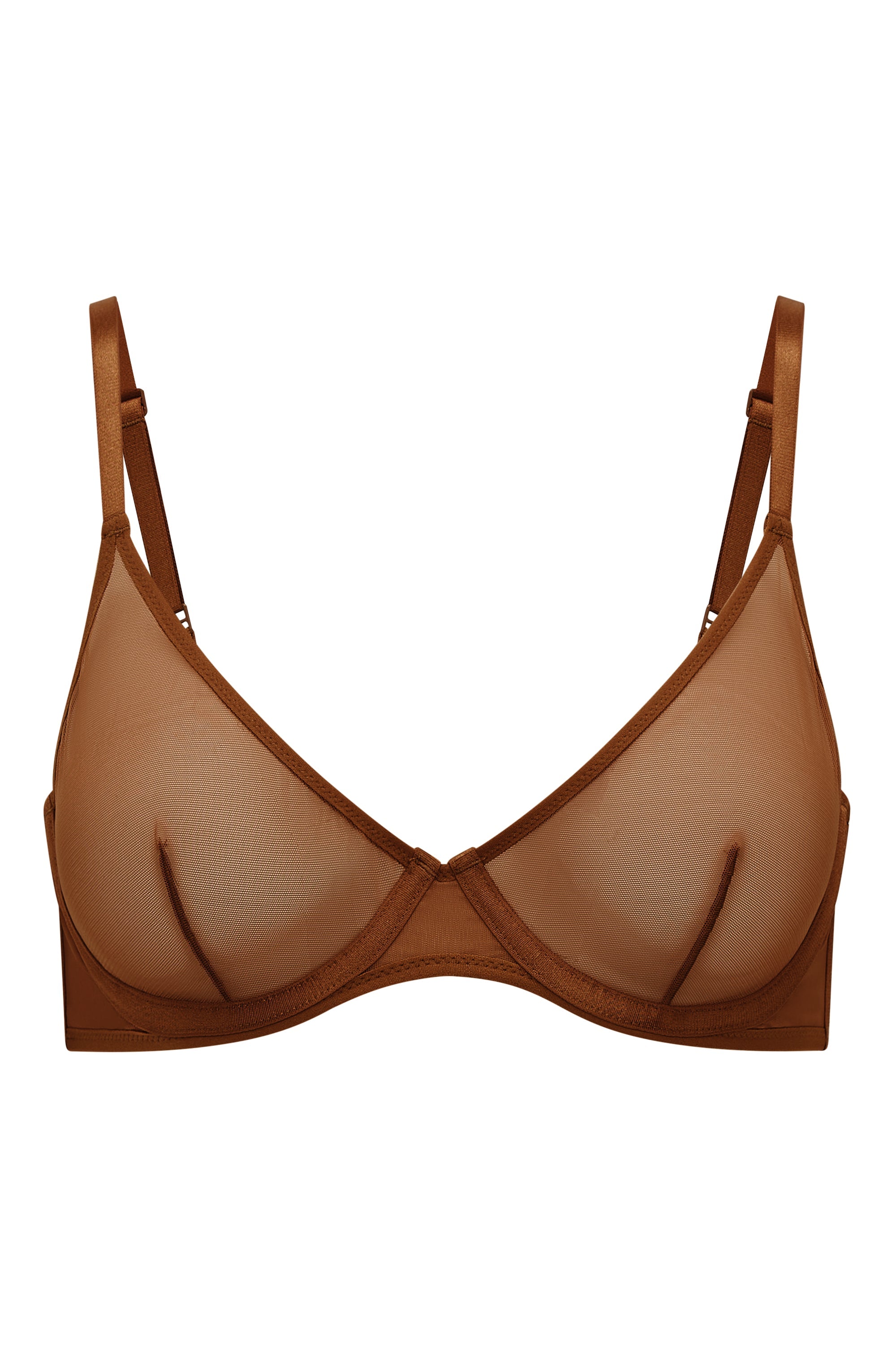 Intimates Soft Mesh Single Layer Underwired Bra in Chestnut - Image 2