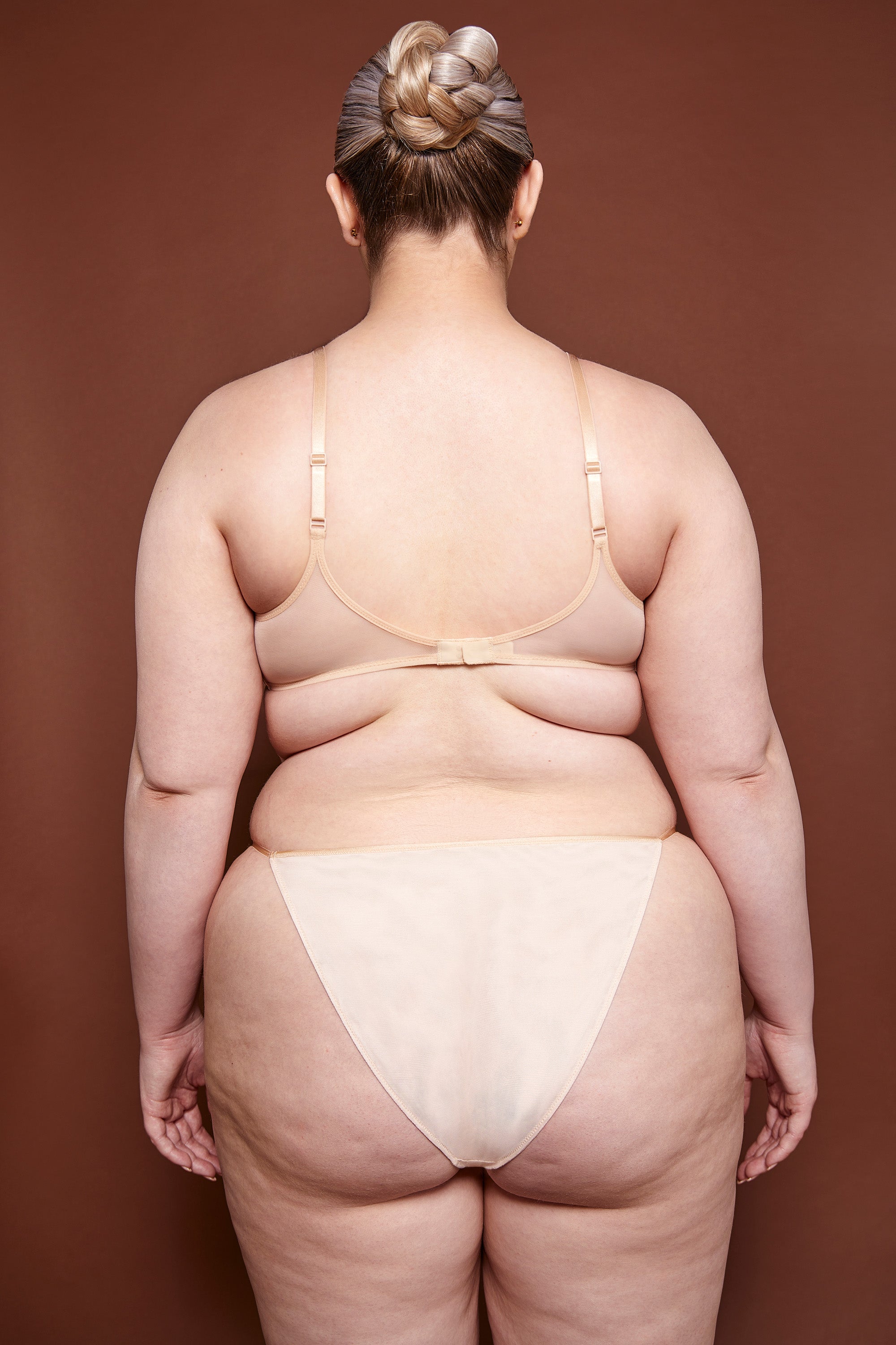 Intimates Soft Mesh Single Layer Triangle Bra in Beige - Image 3