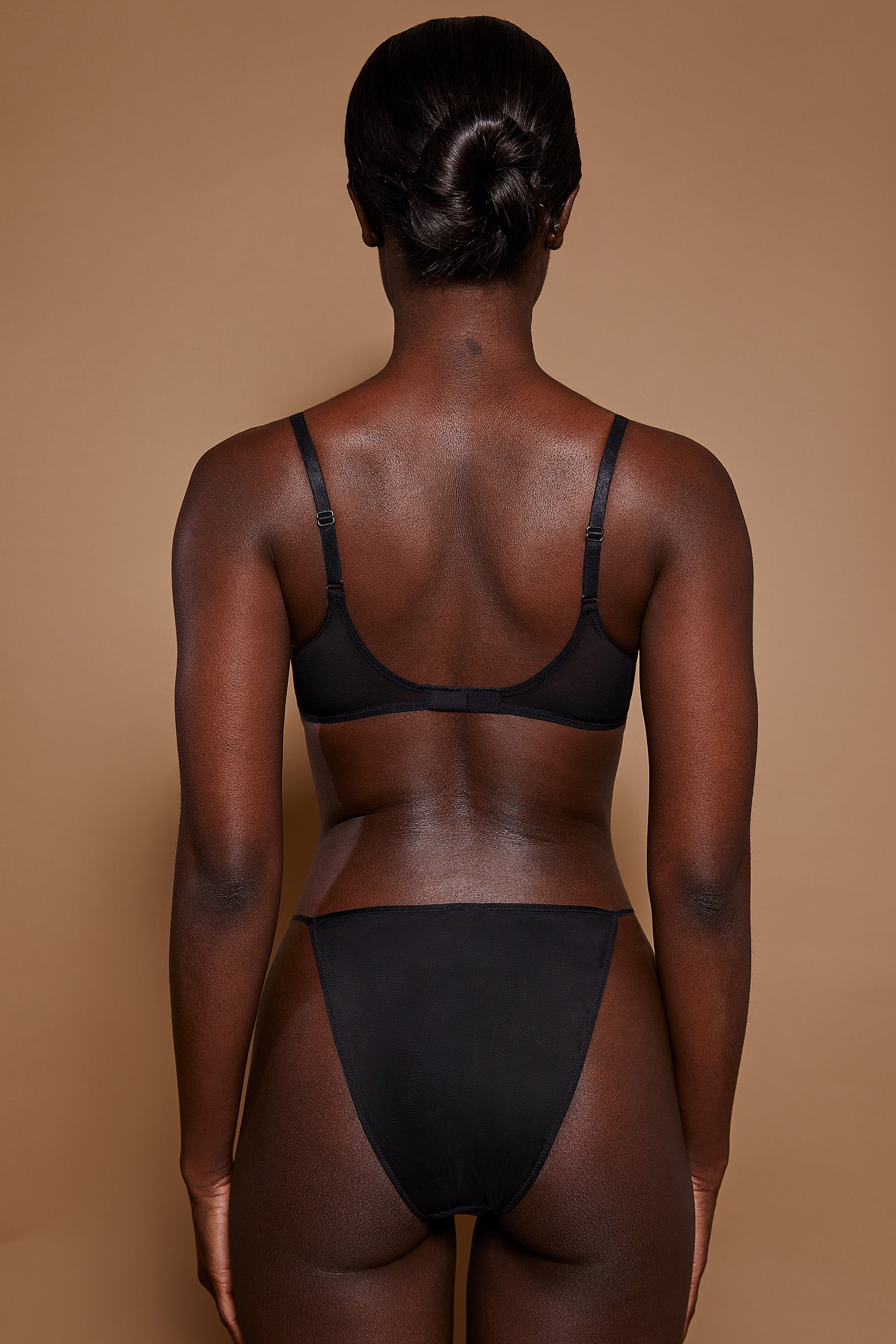 Intimates Soft Mesh Single Layer Triangle Bra in Black - Image 3