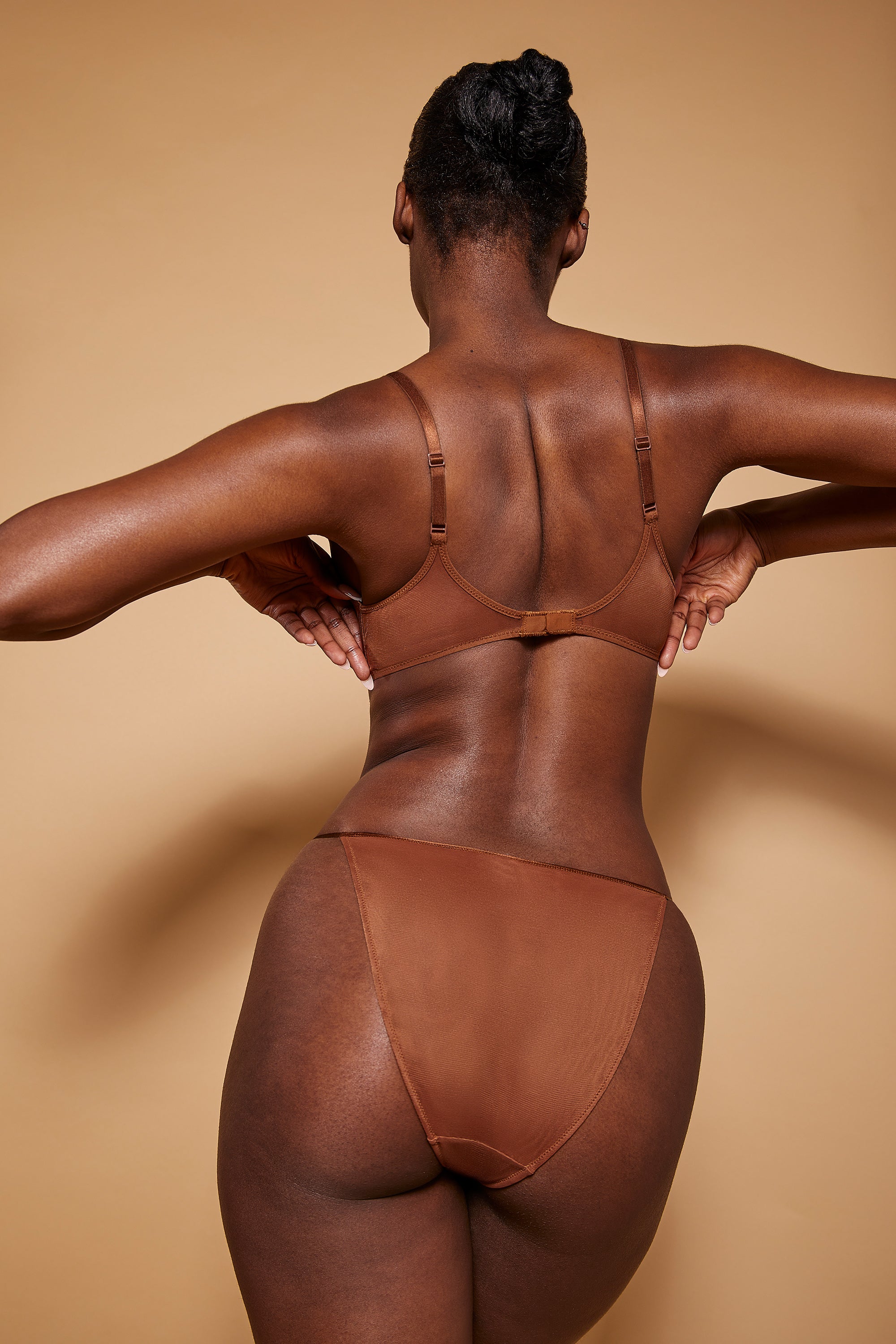 Intimates Soft Mesh String Bikini in Chestnut - Image 3