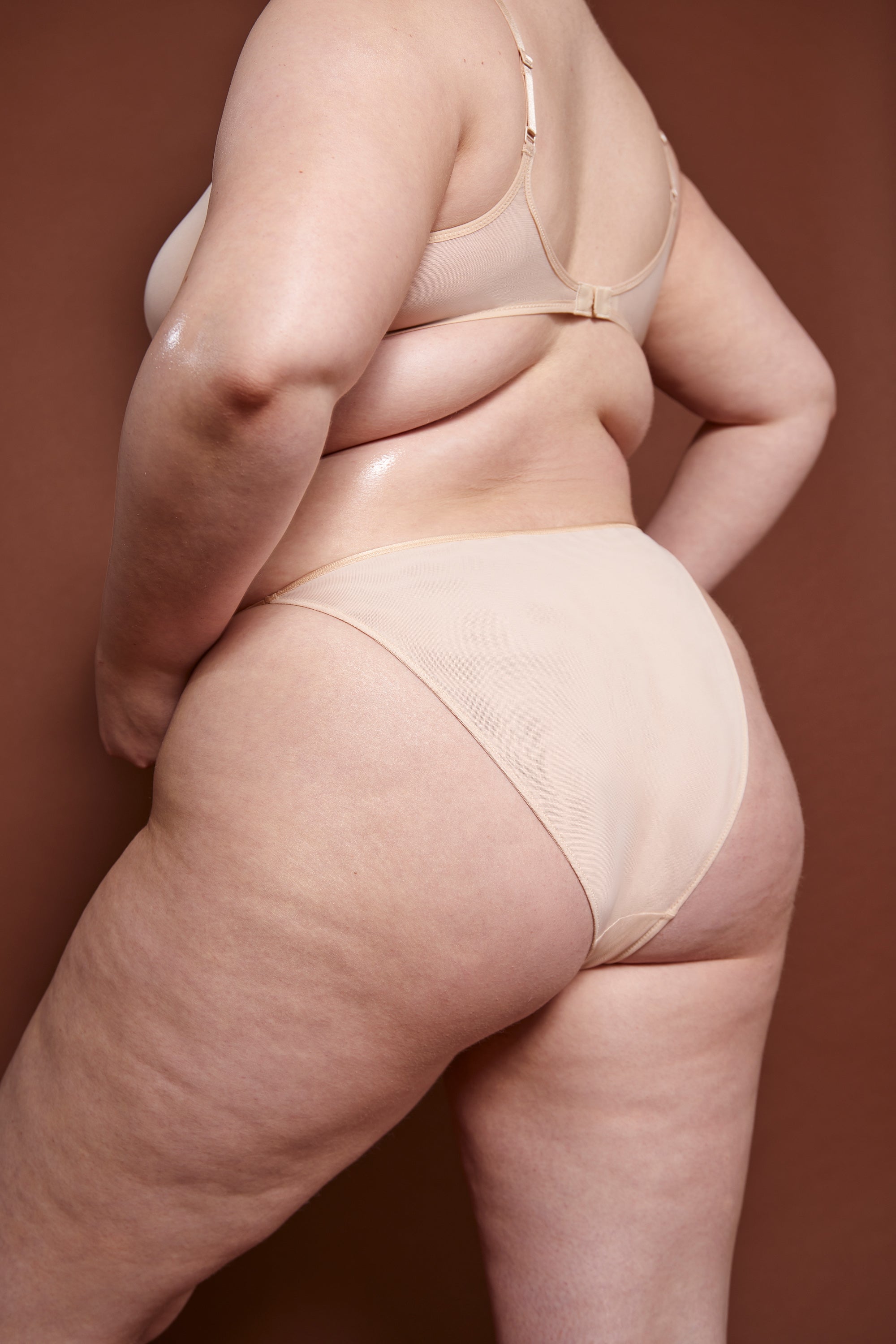 Intimates Soft Mesh Single Layer Triangle Bra in Beige - Image 5