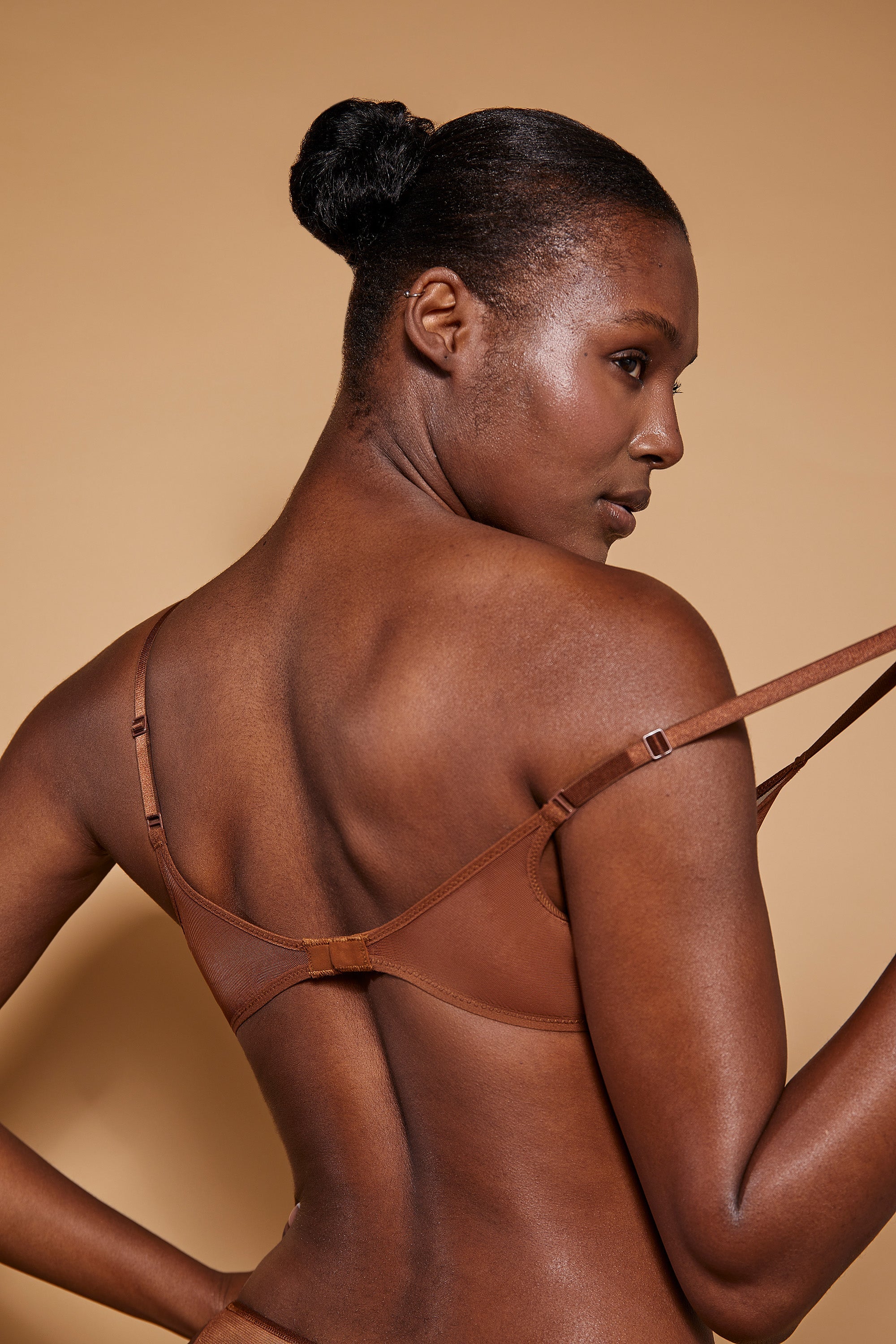 Intimates Soft Mesh Single Layer Triangle Bra in Chestnut - Image 5