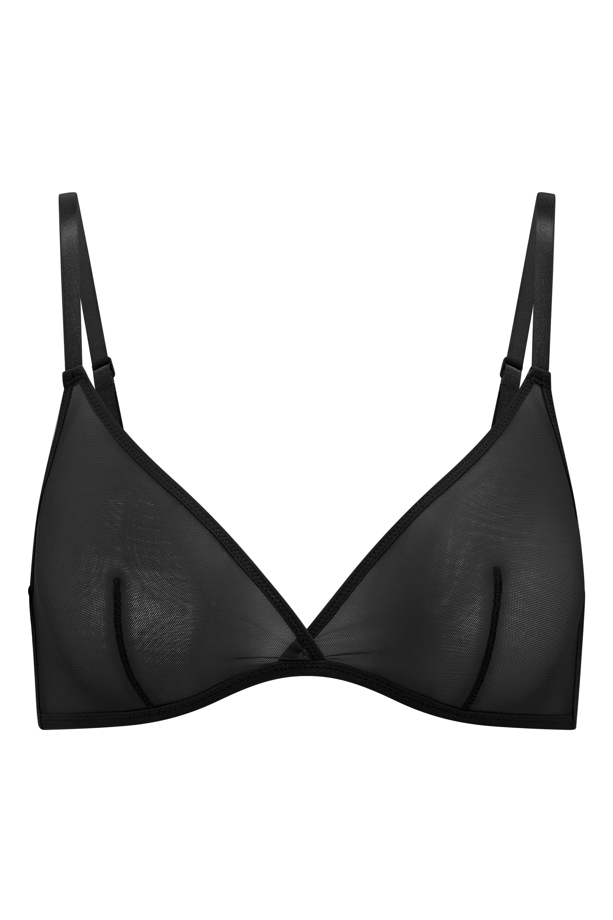 Intimates Soft Mesh Single Layer Triangle Bra in Black - Image 2