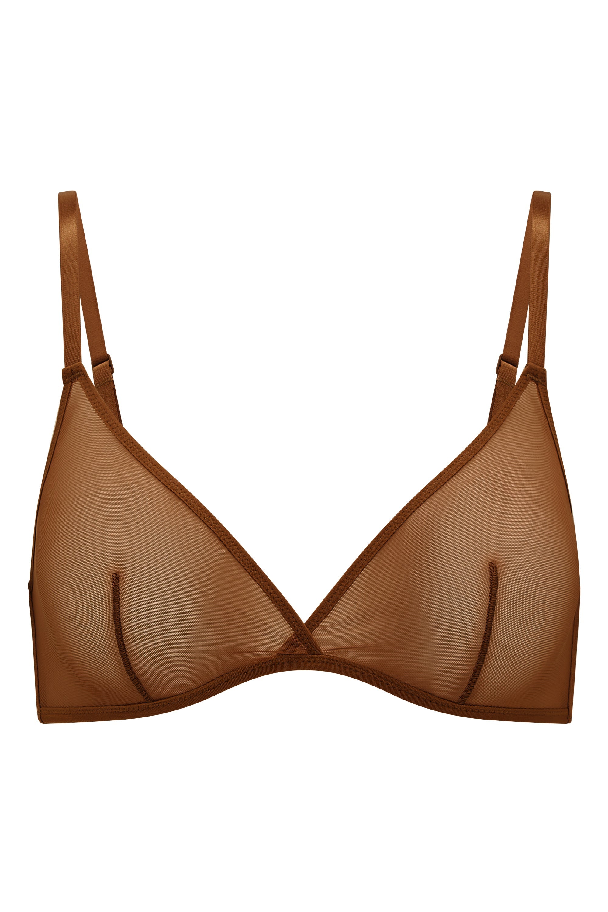 Intimates Soft Mesh Single Layer Triangle Bra in Chestnut - Image 2