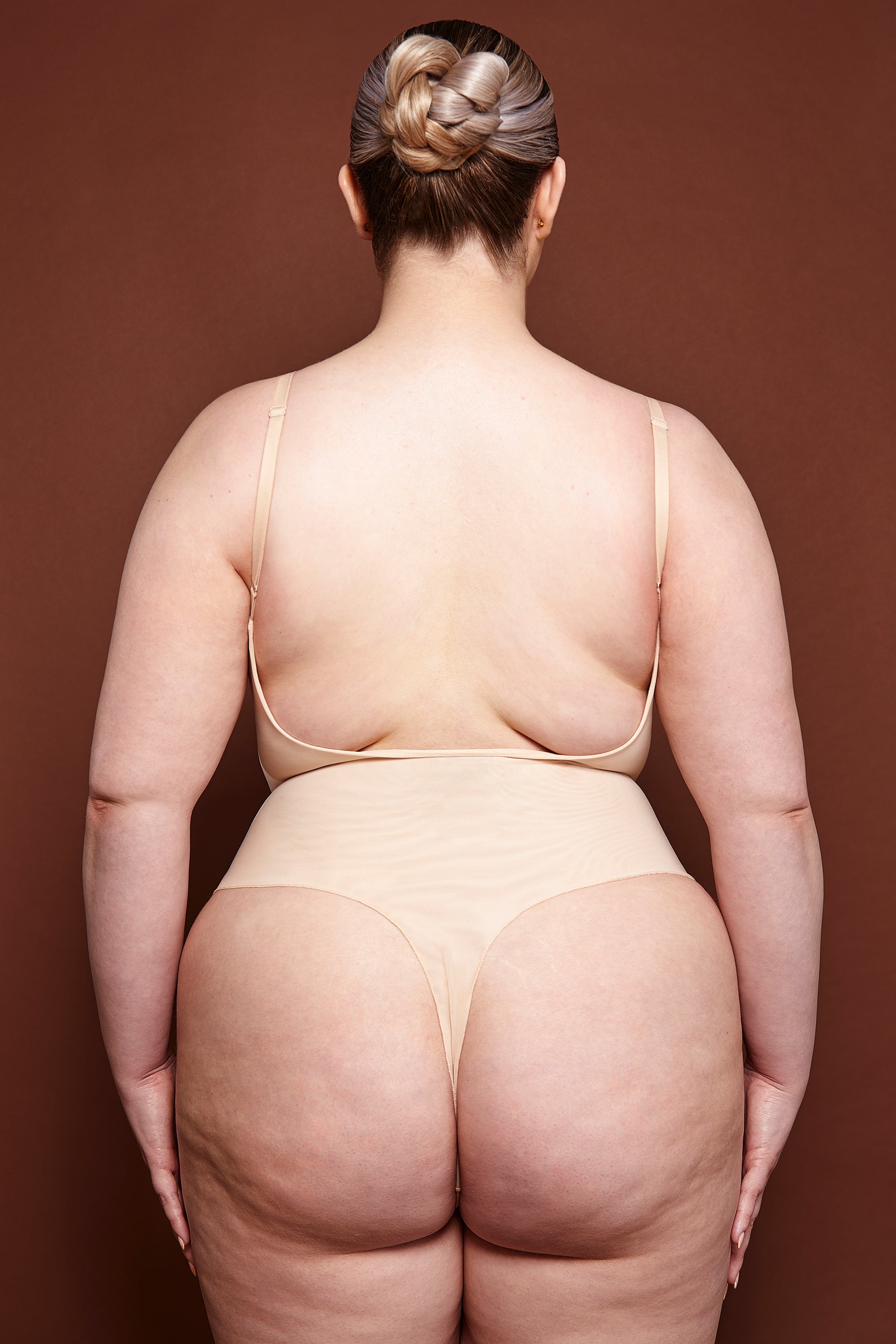 Intimates Soft Mesh Bodysuit in Beige - Image 3