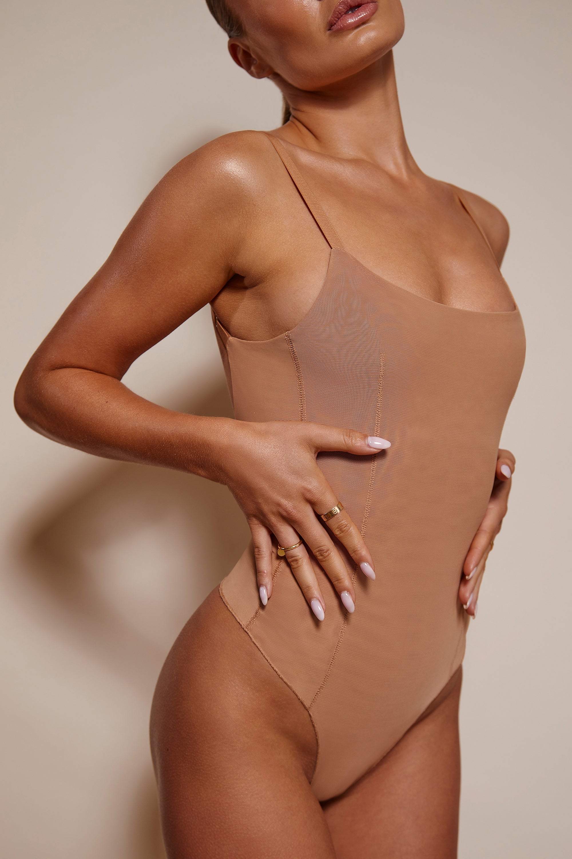 Intimates Soft Mesh Bodysuit in Honey - Image 4