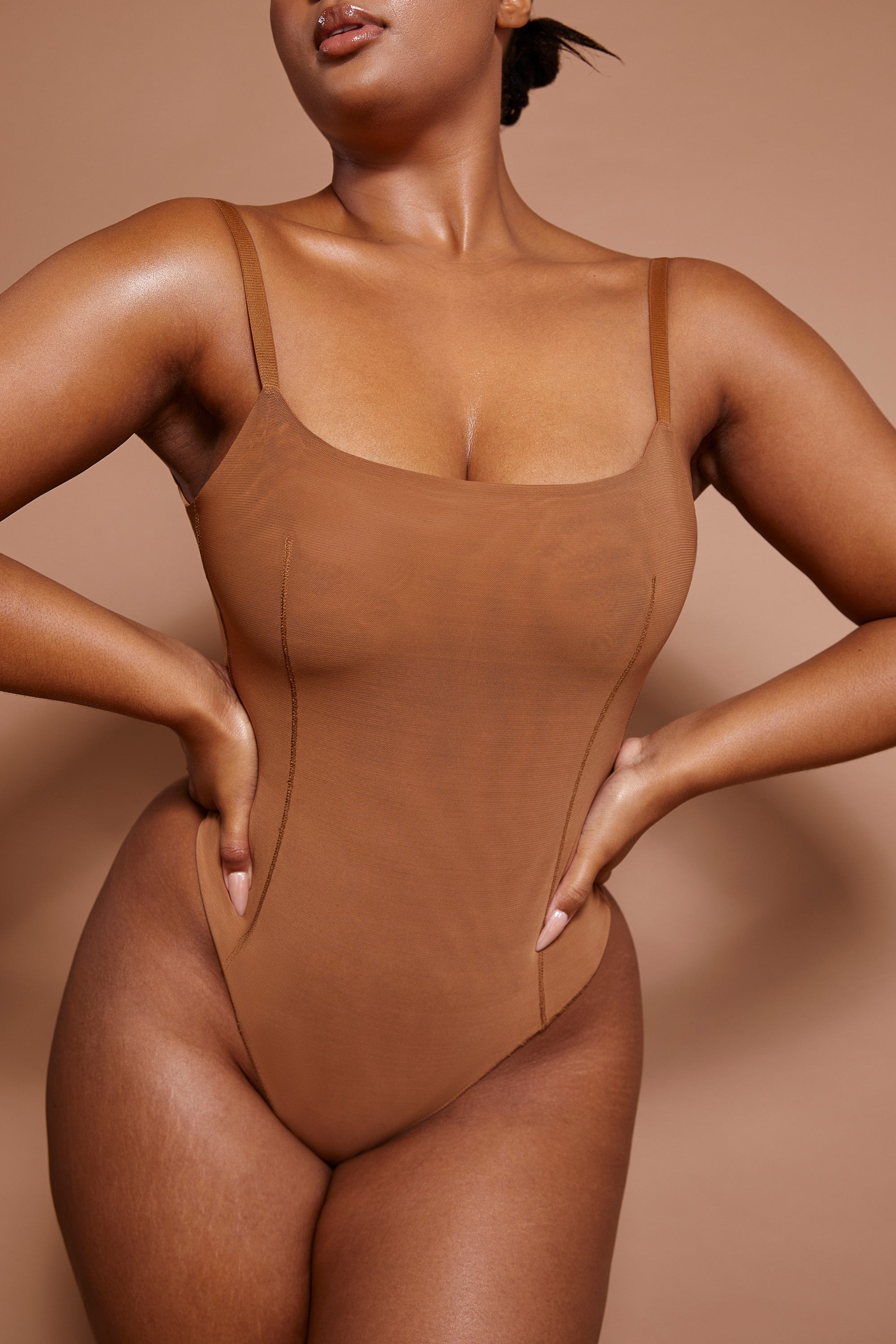 Intimates Soft Mesh Bodysuit in Almond - Image 5