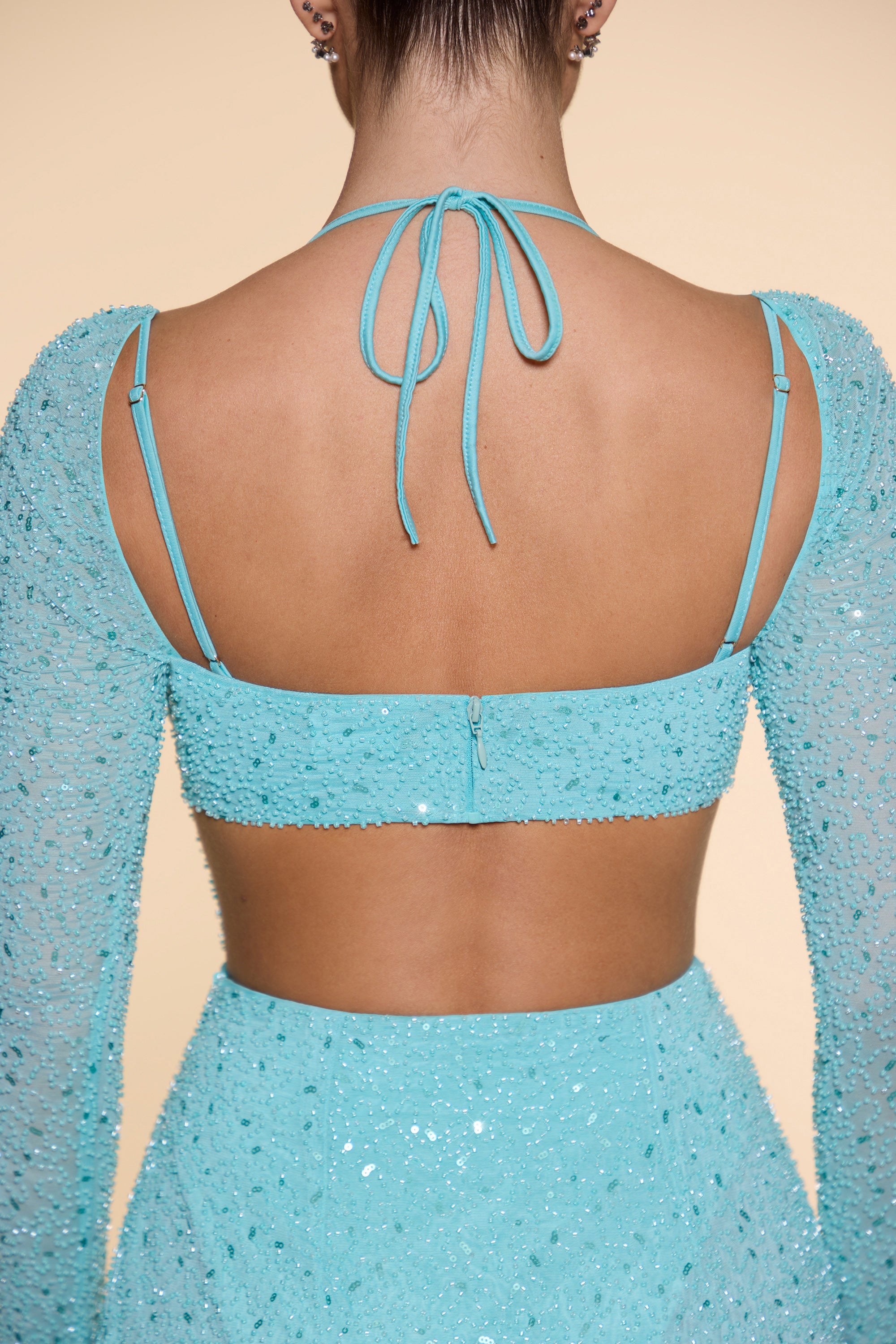 Champel Embellished Cowl Neck Maxi Dress in Aqua - Image 5