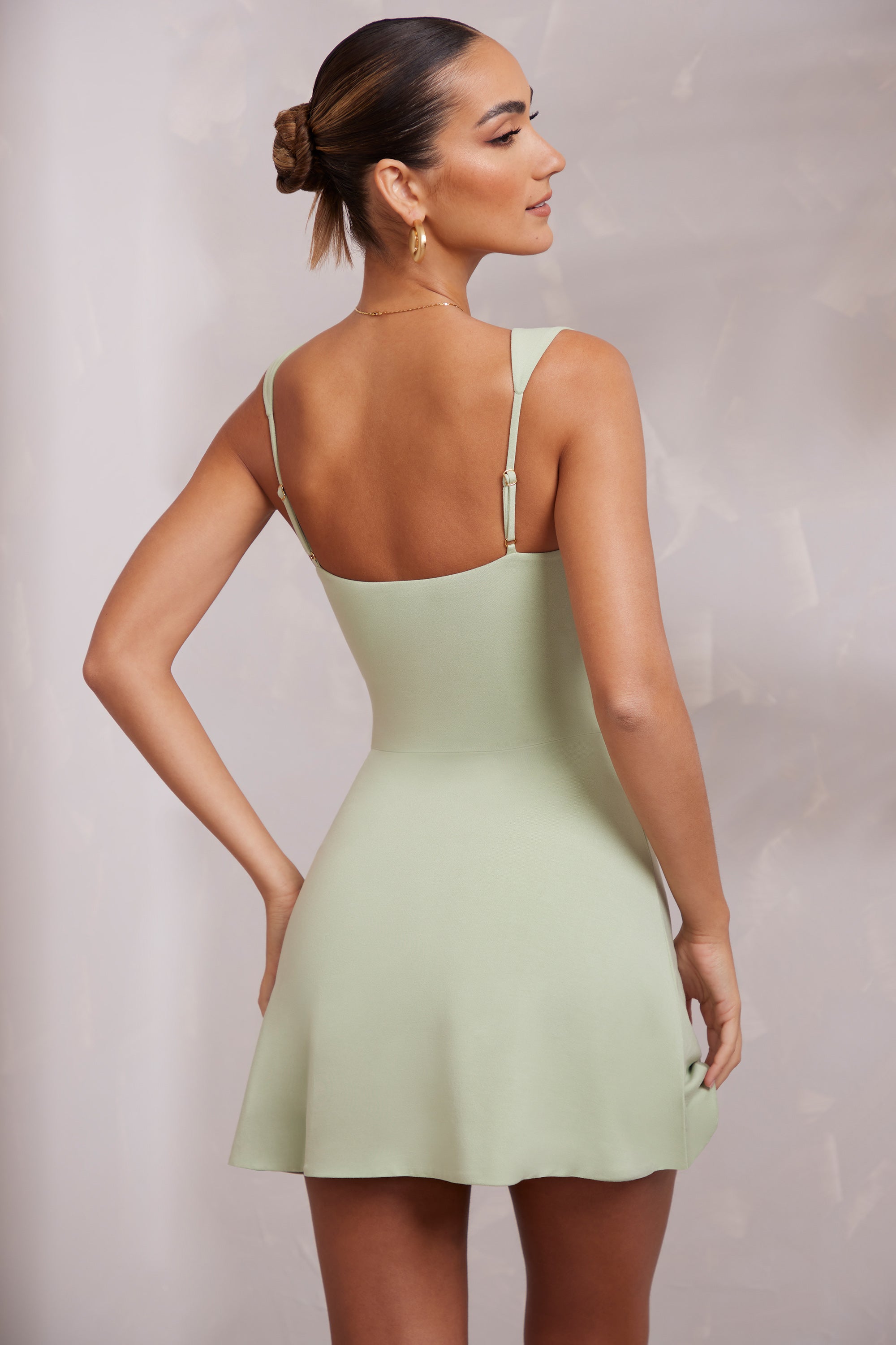Jolie Sweetheart Neckline Mini Dress in Sage - Image 4