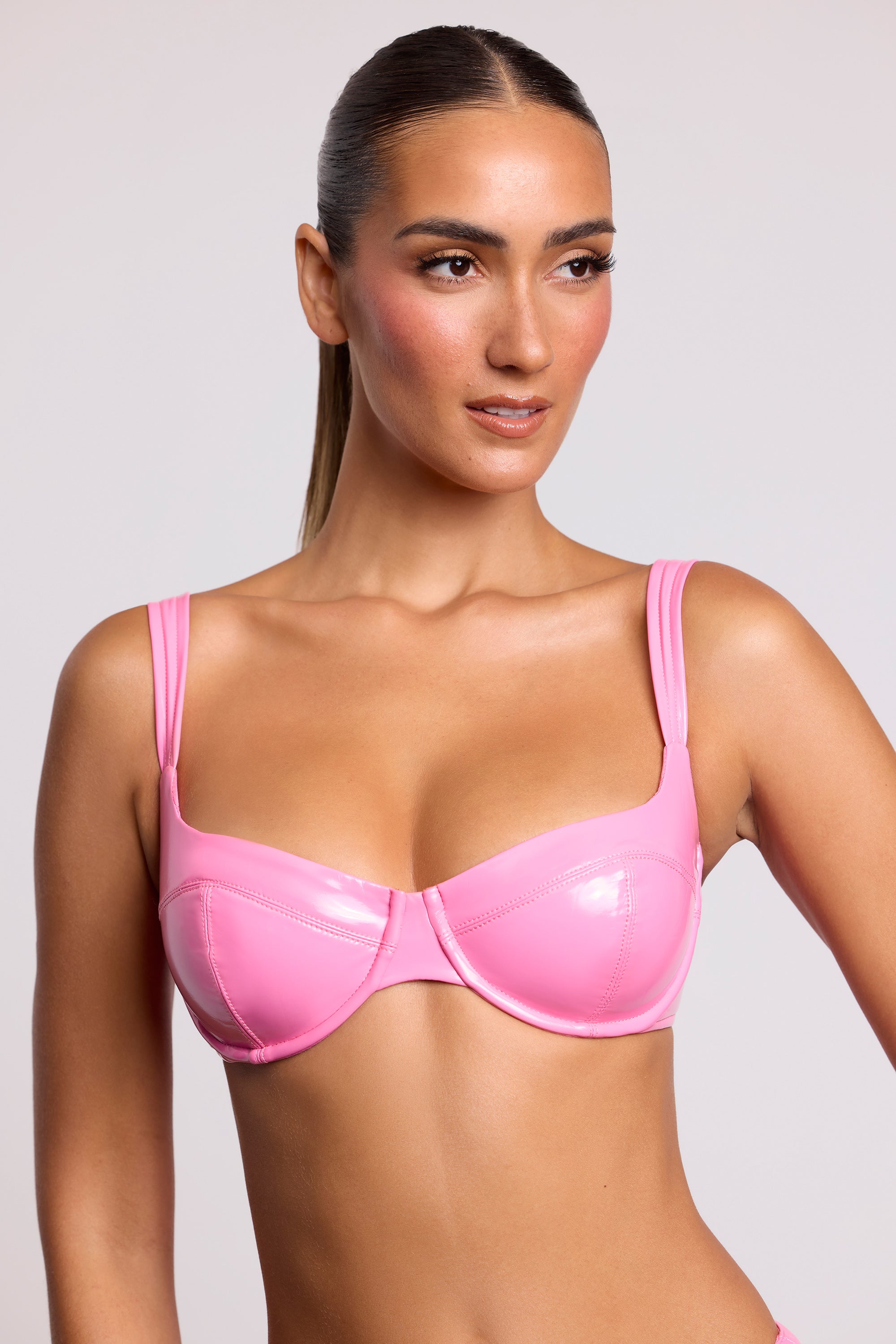 Estelle Vinyl Underwired Bralette in Pink - Image 5