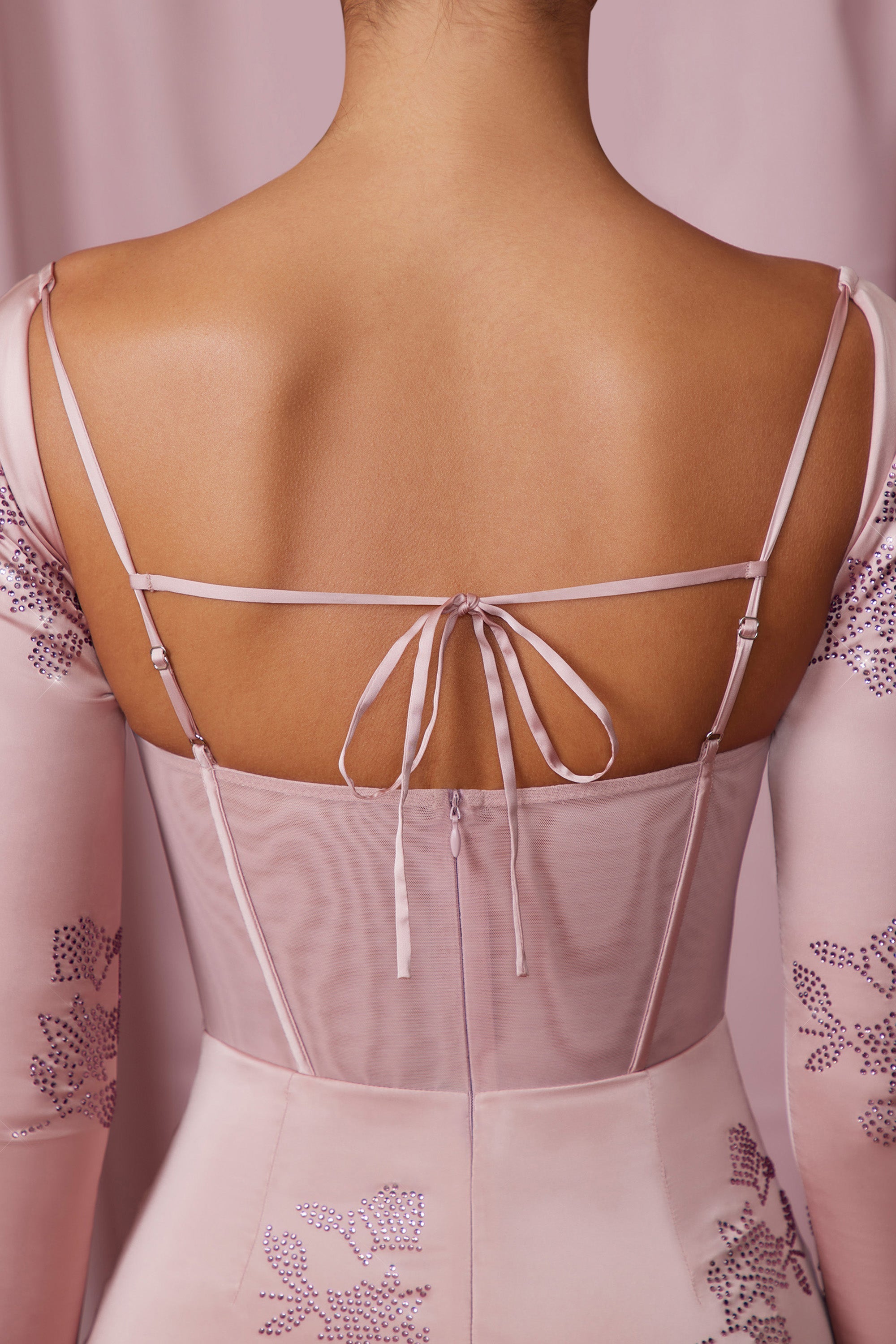 Adrienne Long Sleeve Corset Mini Dress in Mauve - Image 4