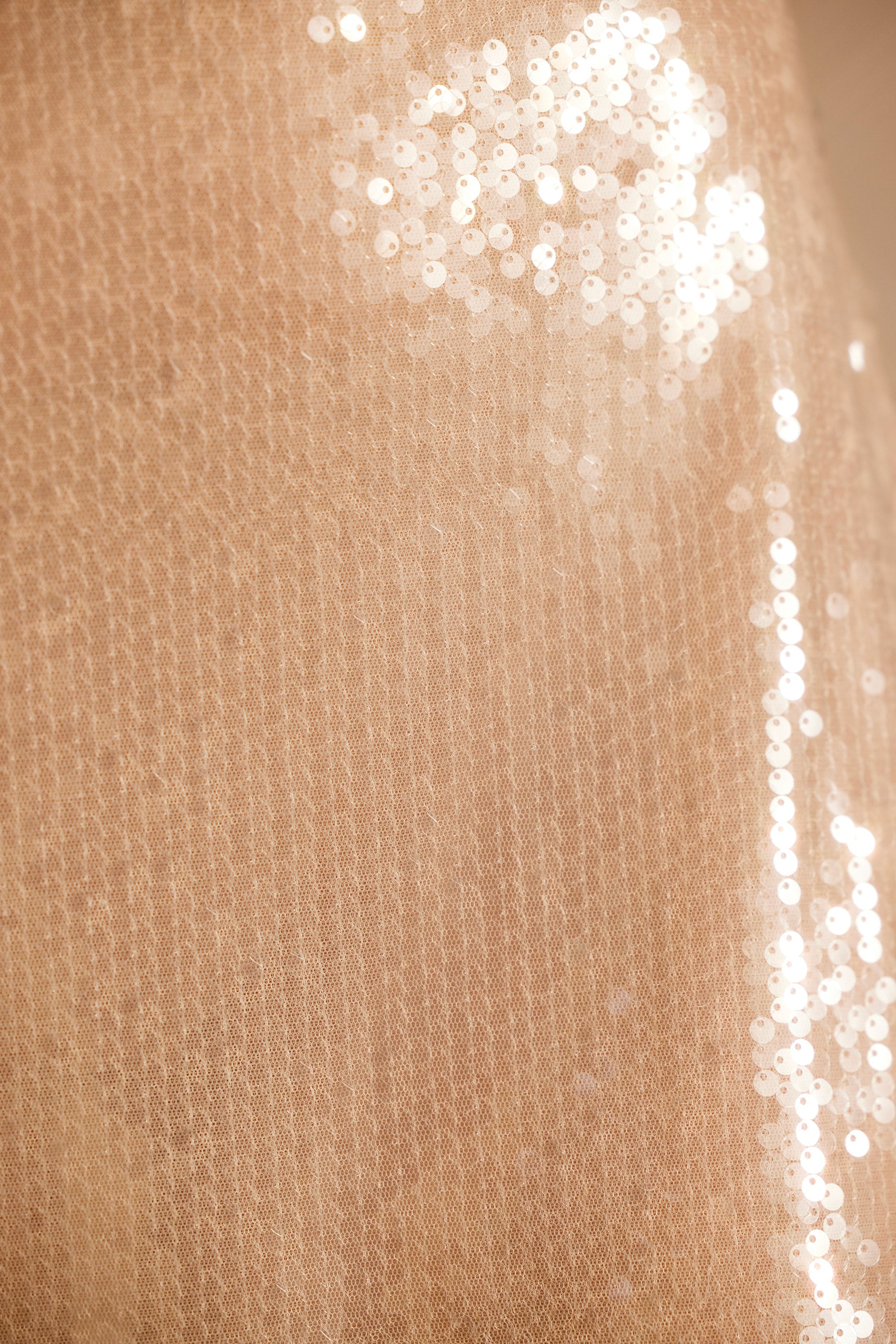 Isabel Sequin One Shoulder Cut Out Maxi Dress in Tan - Image 4