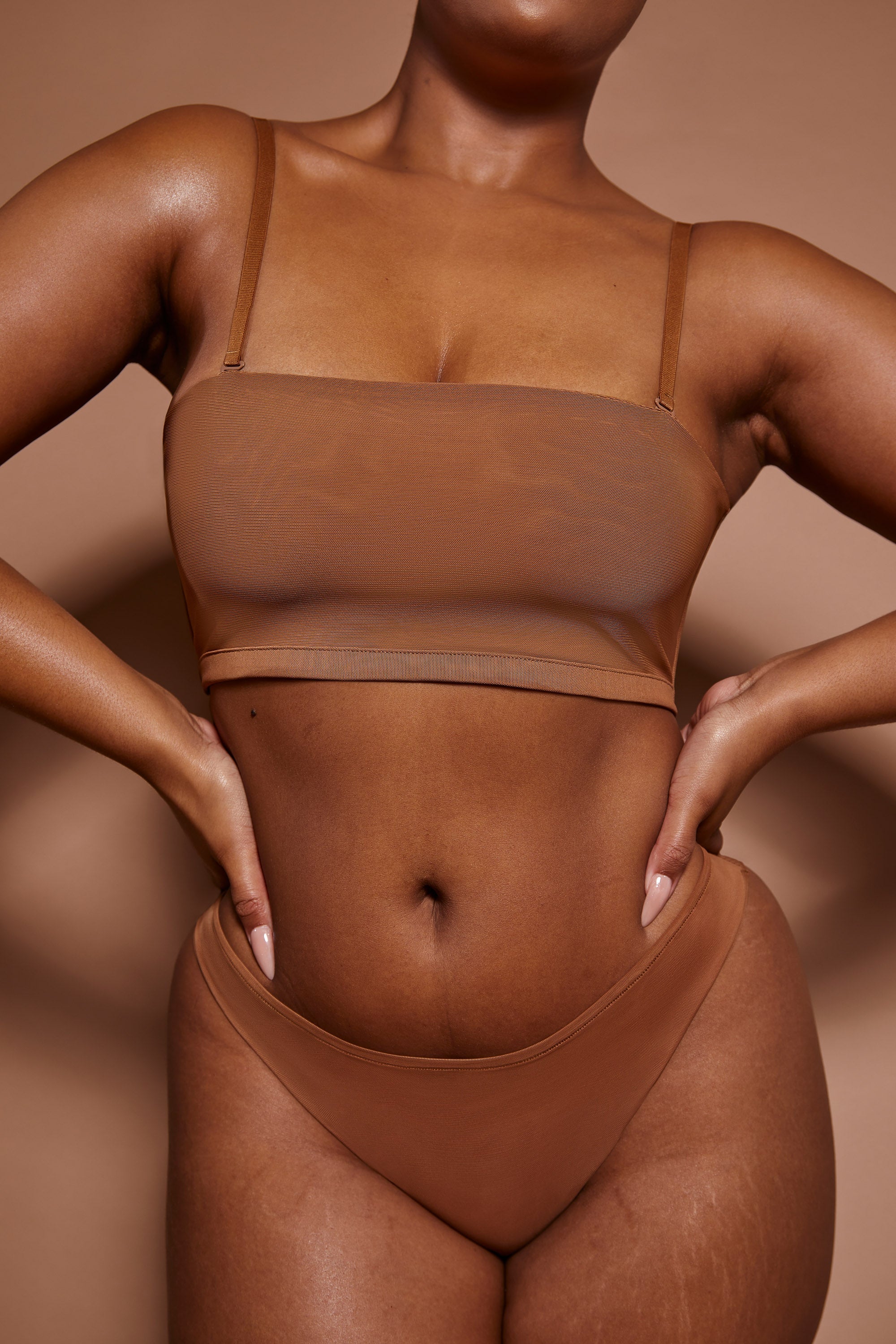 Intimates Soft Mesh Bandeau Bra in Almond